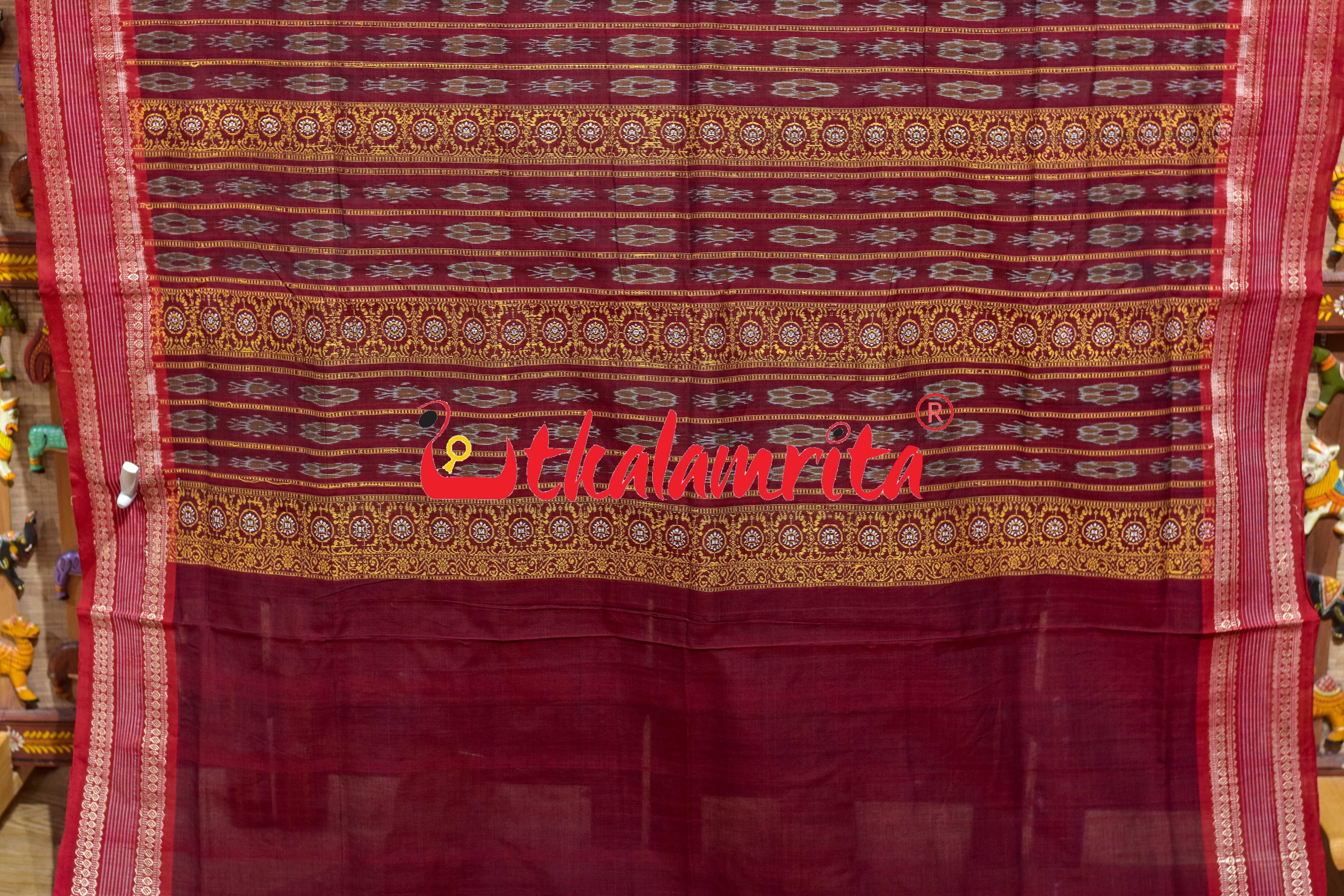 Box Bomkai Grey Red Cotton Saree