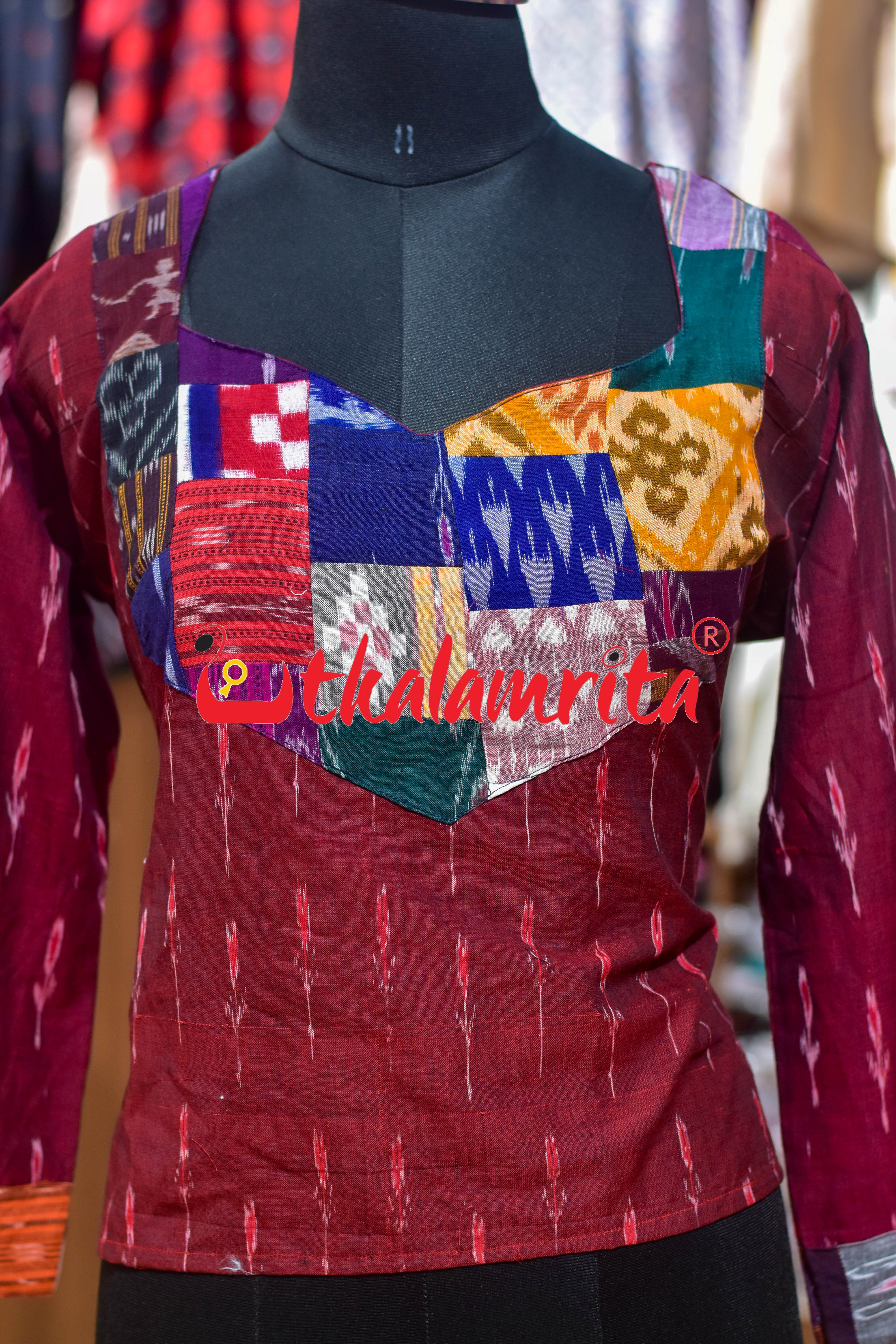 Maroon Labanga Designer (Ladies' Crop Top)