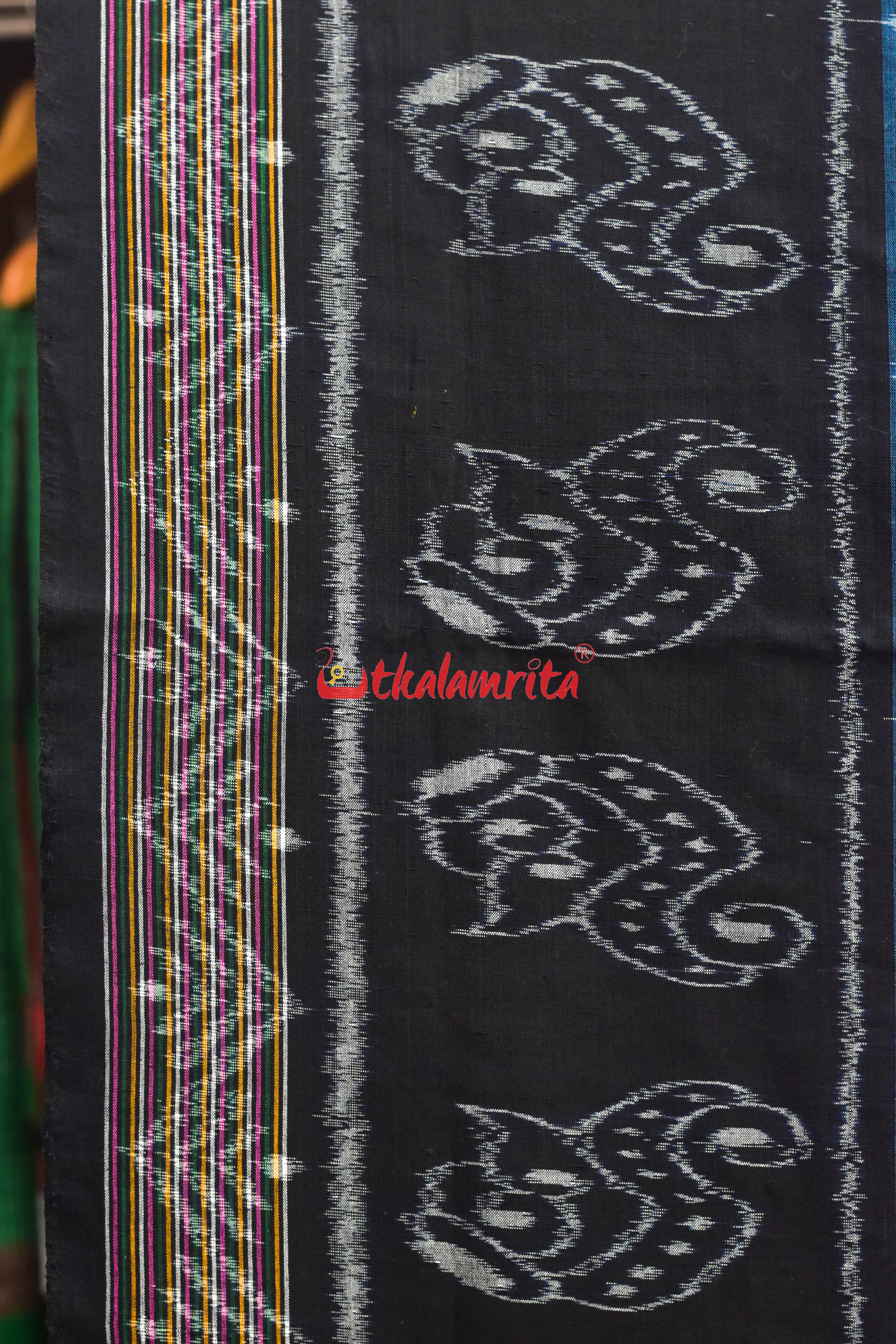 Blue Black Sankha Khandua Cotton Saree