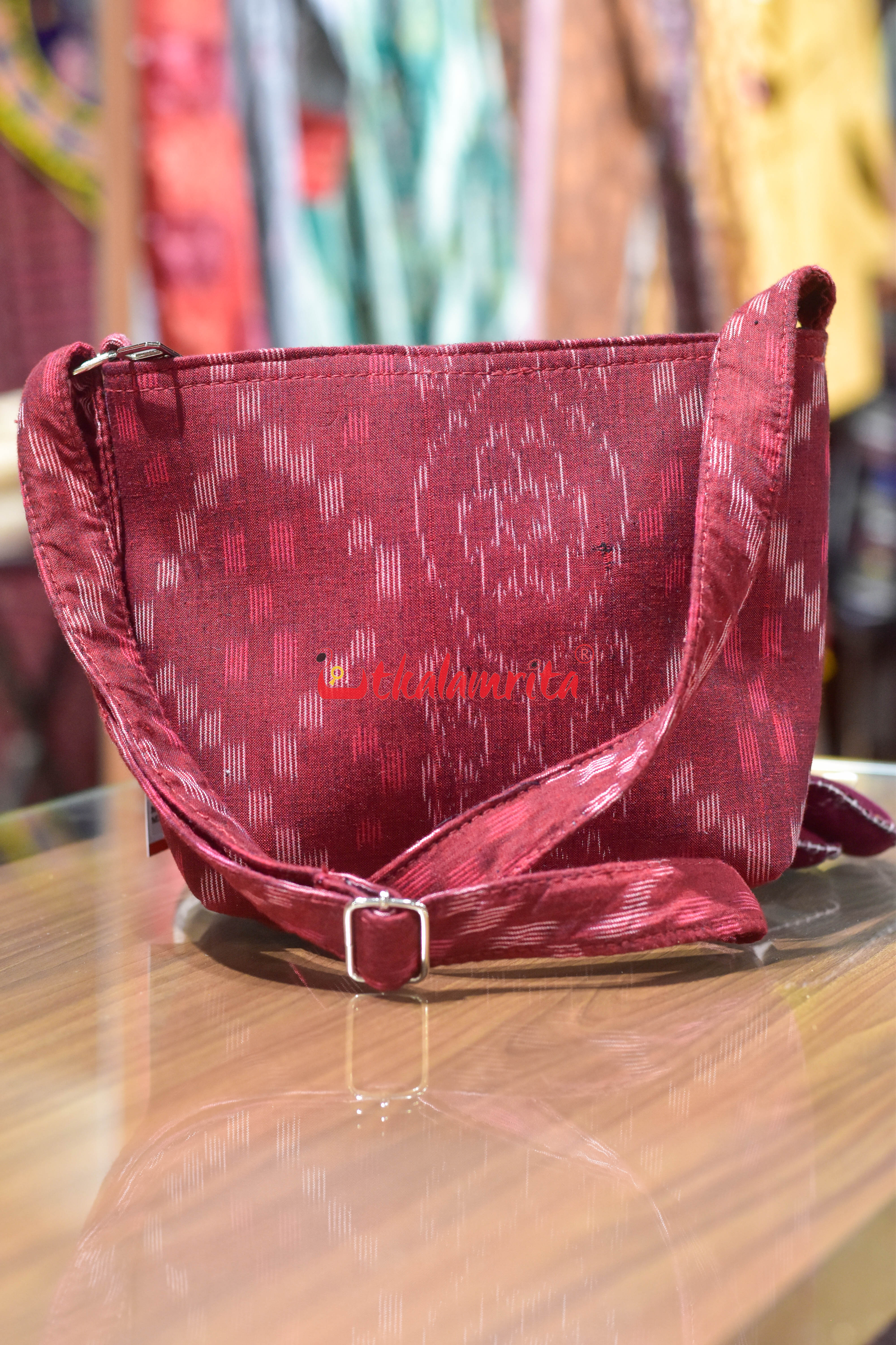 Maroon Tetris Small Sling Bag
