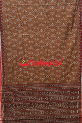 Brown Maroon Kumbha Khandua Cotton Saree