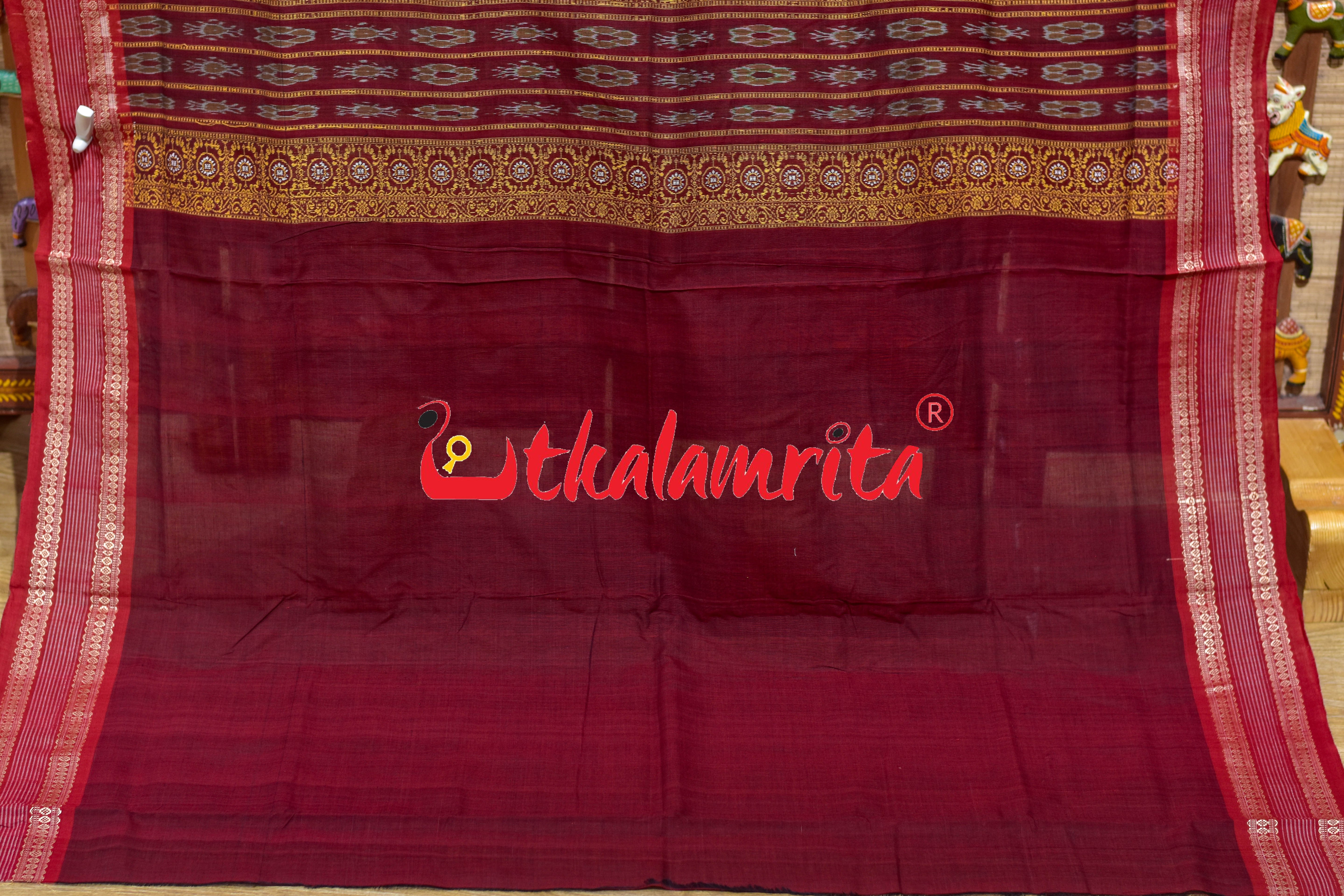 Box Bomkai Grey Red Cotton Saree