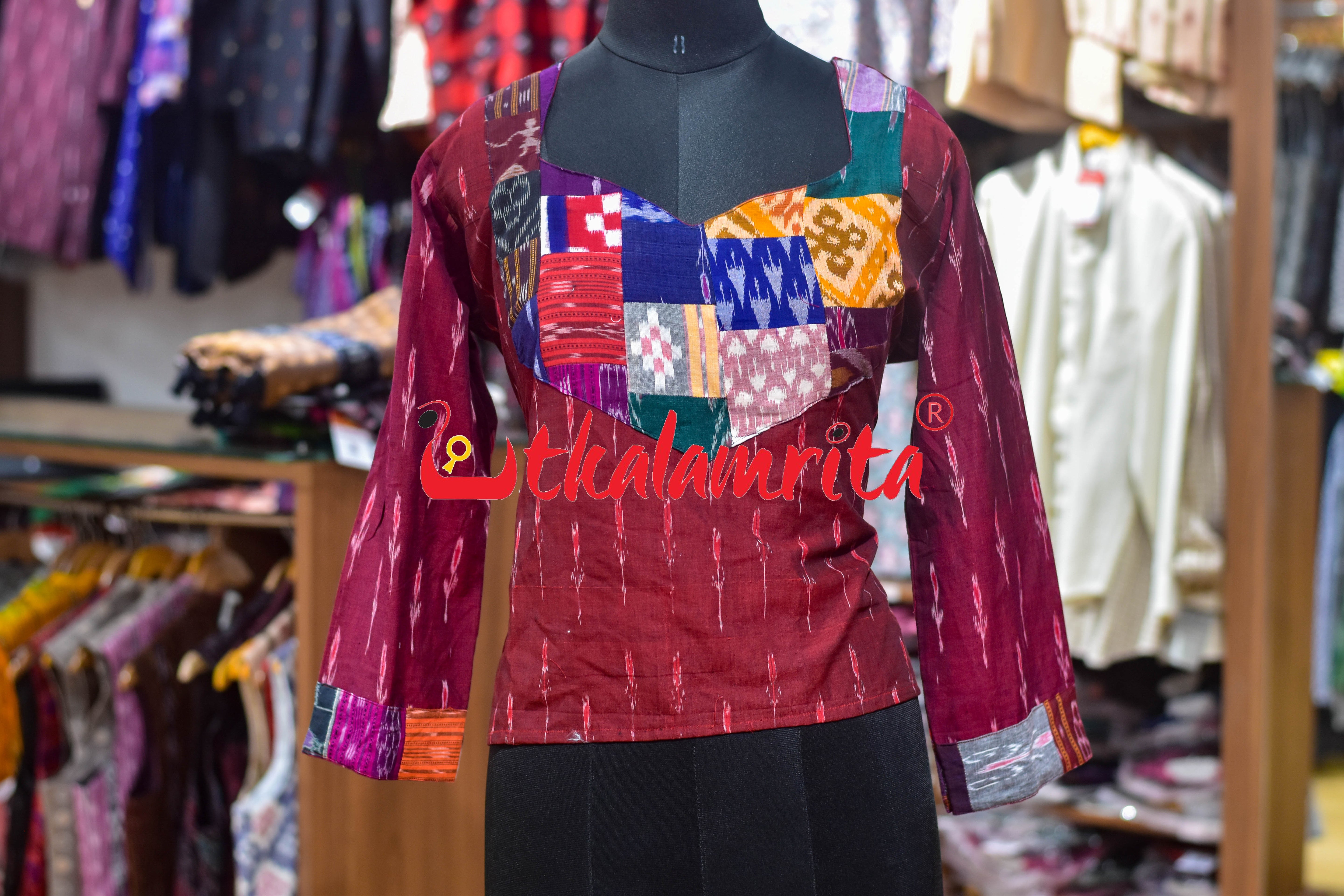 Maroon Labanga Designer (Ladies' Crop Top)