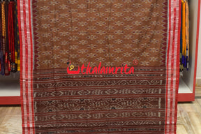 Brown Maroon Kumbha Khandua Cotton Saree