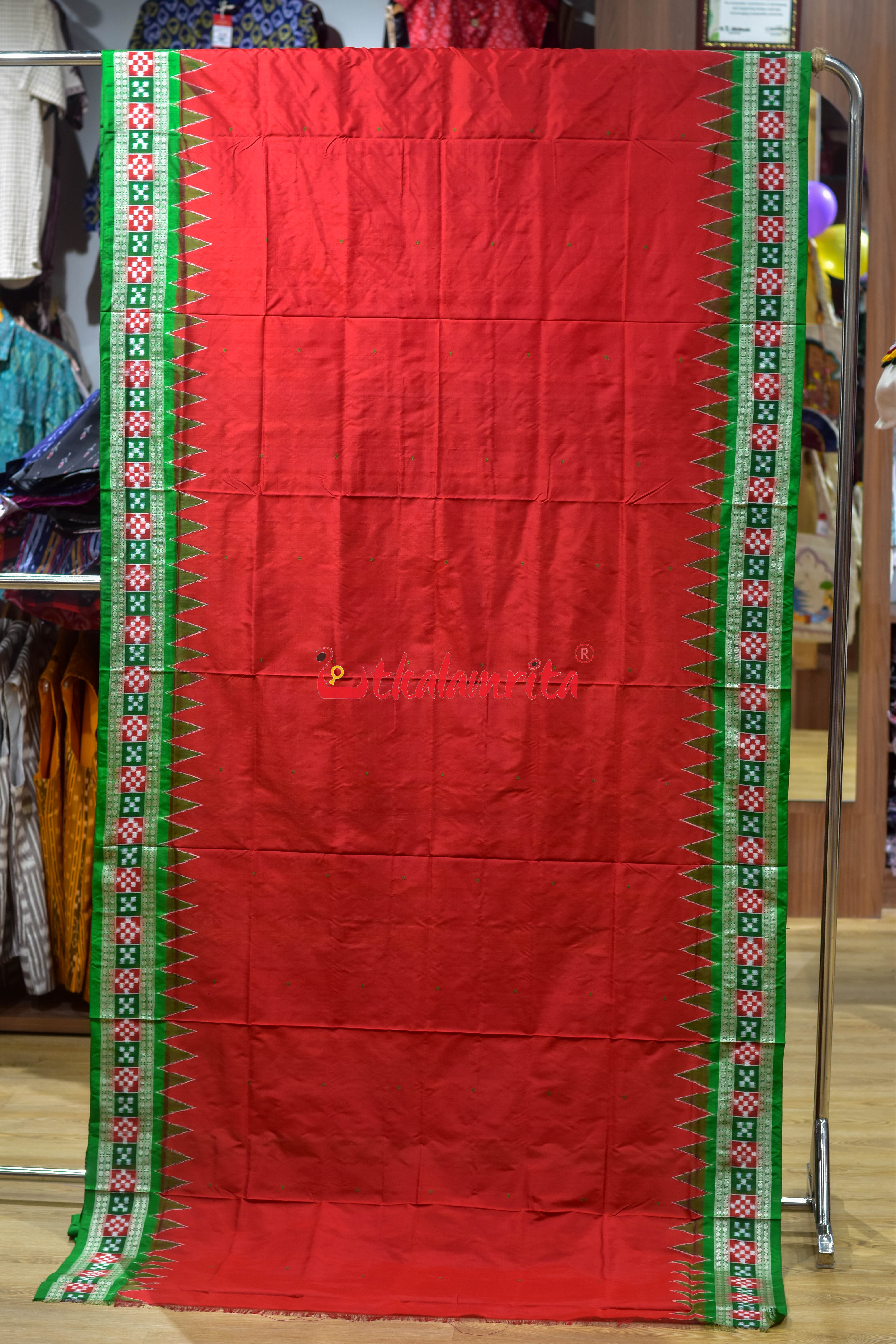 Red Border Pasapali Sambalpuri Silk Saree