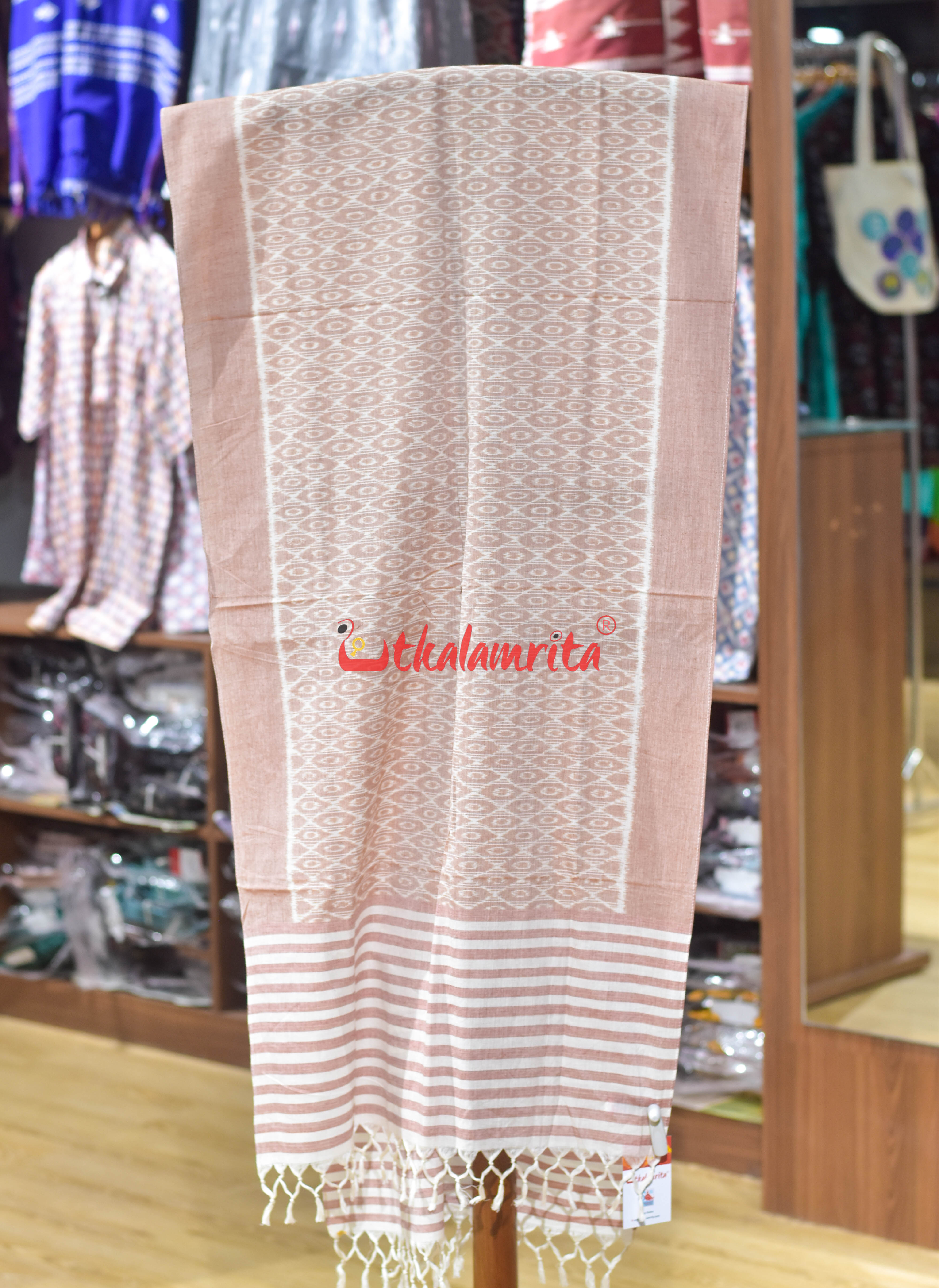 Peach Gol Thikiri Ikat Cotton (Stole)