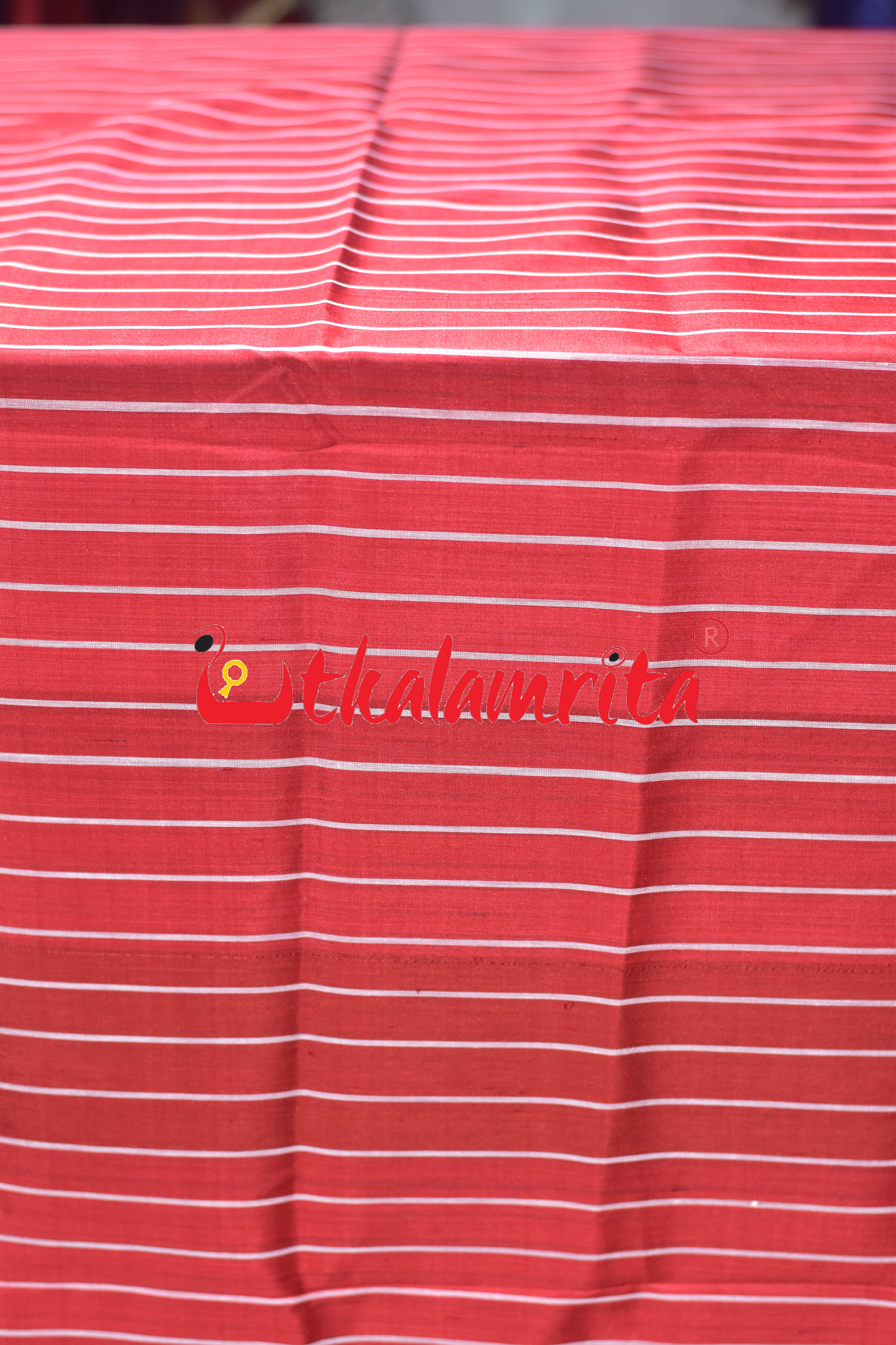 Red Vertical Lines Silk (Fabric)