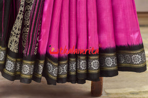 Pink Black Konark Chakra Border Silk Saree