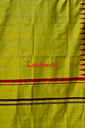 Mustard Beauty Ganga Jamuna Double Anchal Berhampuri Silk