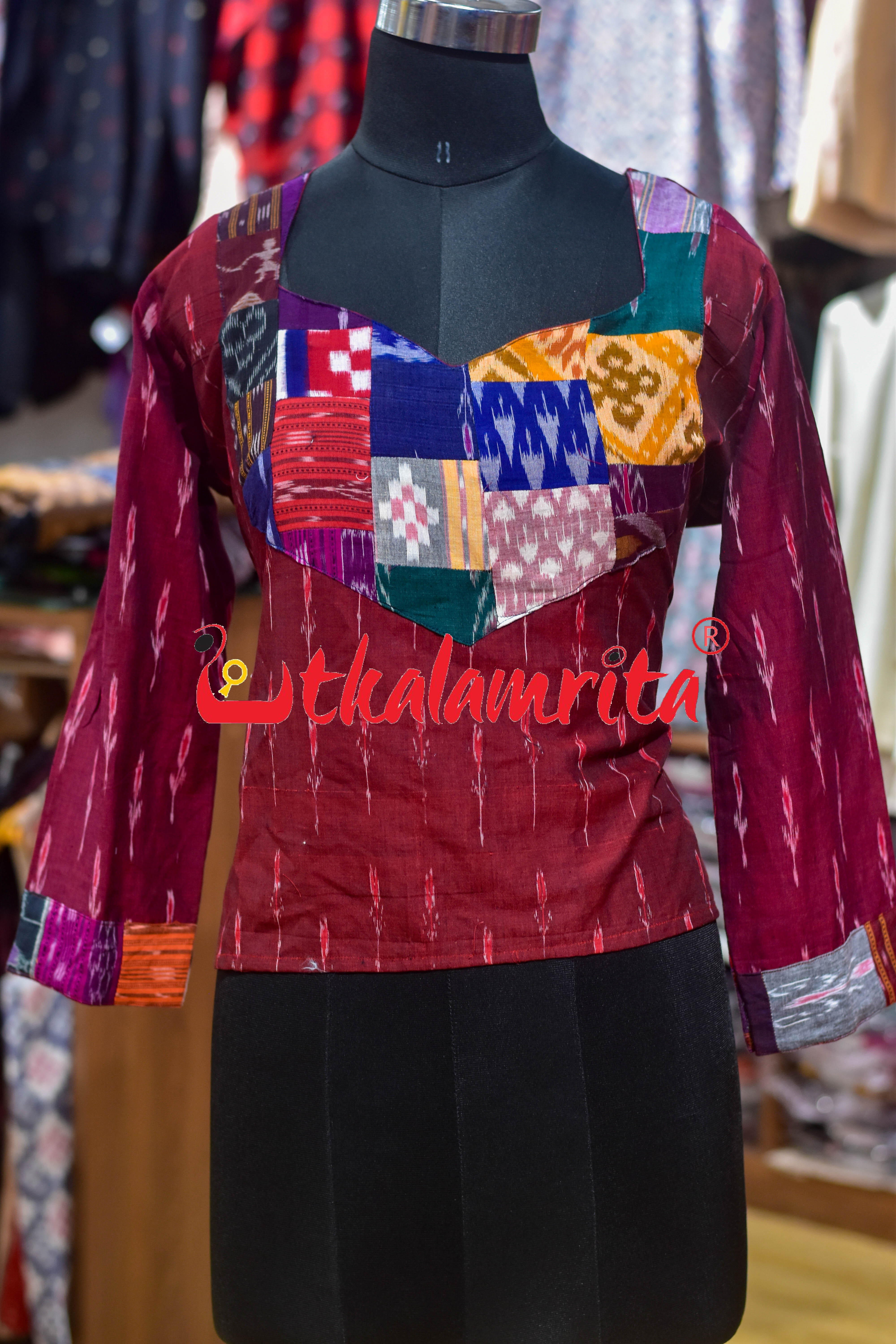 Maroon Labanga Designer (Ladies' Crop Top)