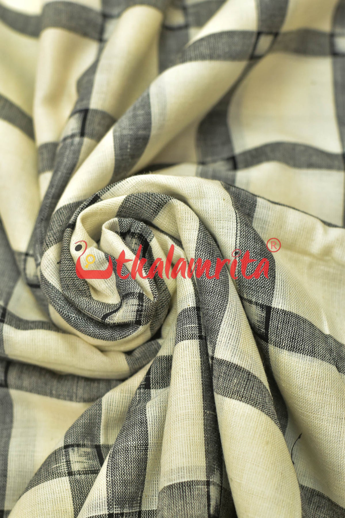 White Black Chequered Sambalpuri Cotton (Fabric)