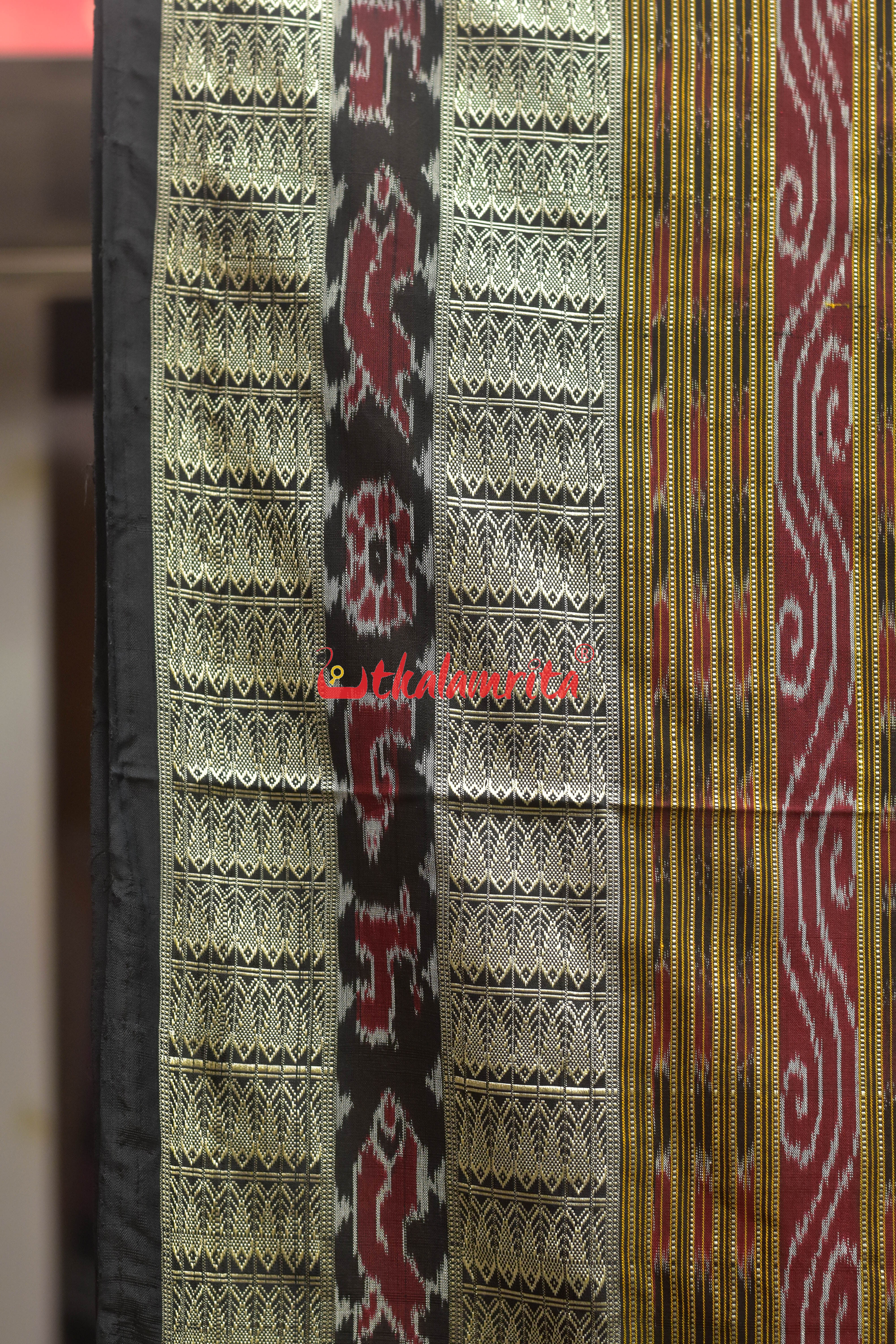 Yellow Green Red Bichitrapuri Sambalpuri Silk Saree