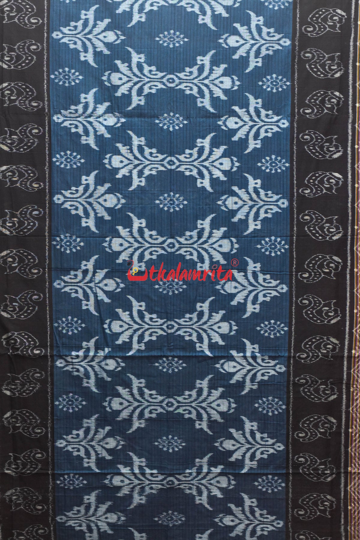 Blue Black Sankha Khandua Cotton Saree