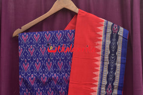 Blue Red Hearts Sambalpuri Cotton Dress Set