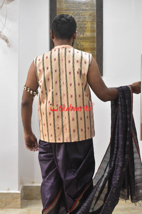 Double Anchal Body Ikat Tussar Silk Saree