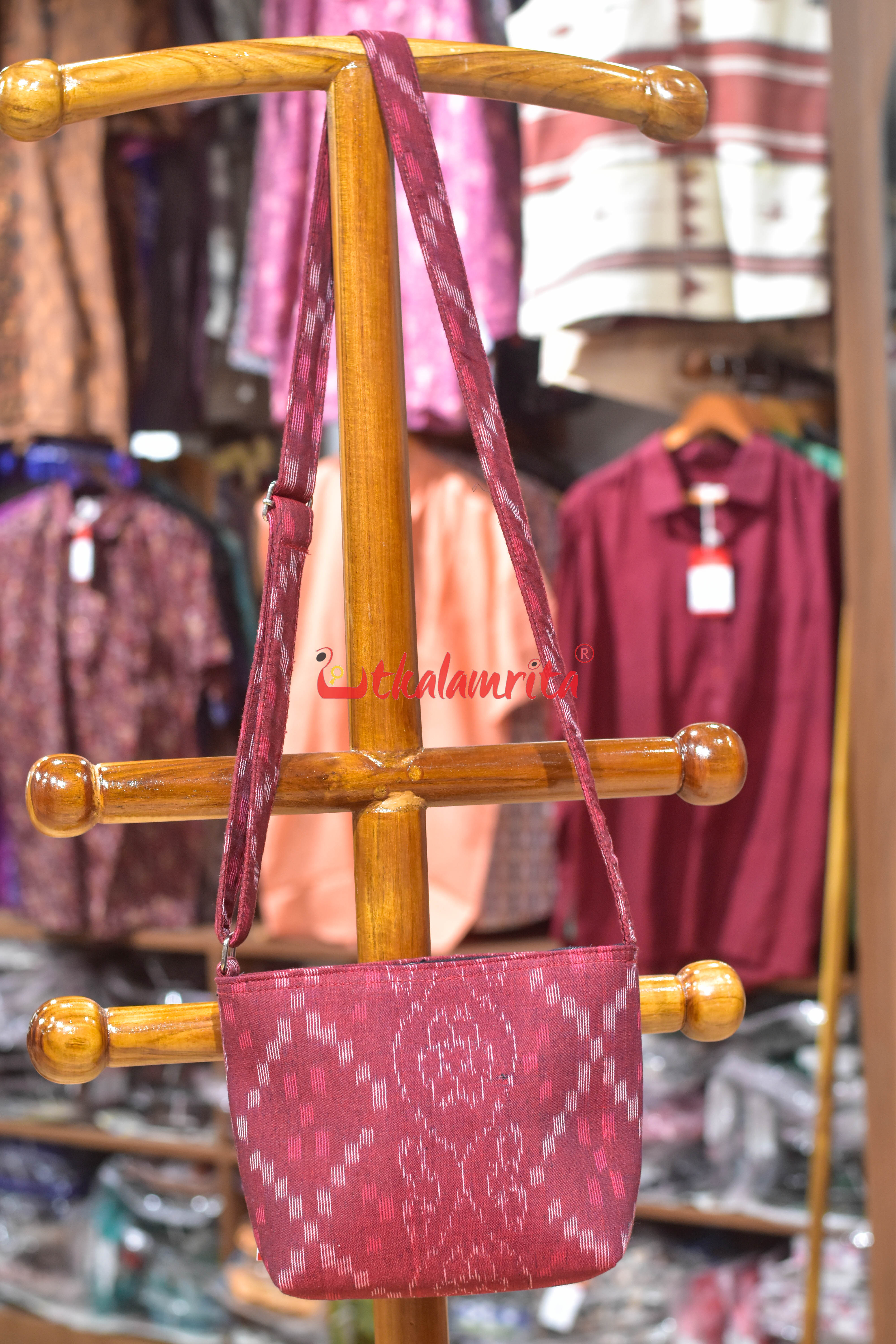 Maroon Tetris Small Sling Bag