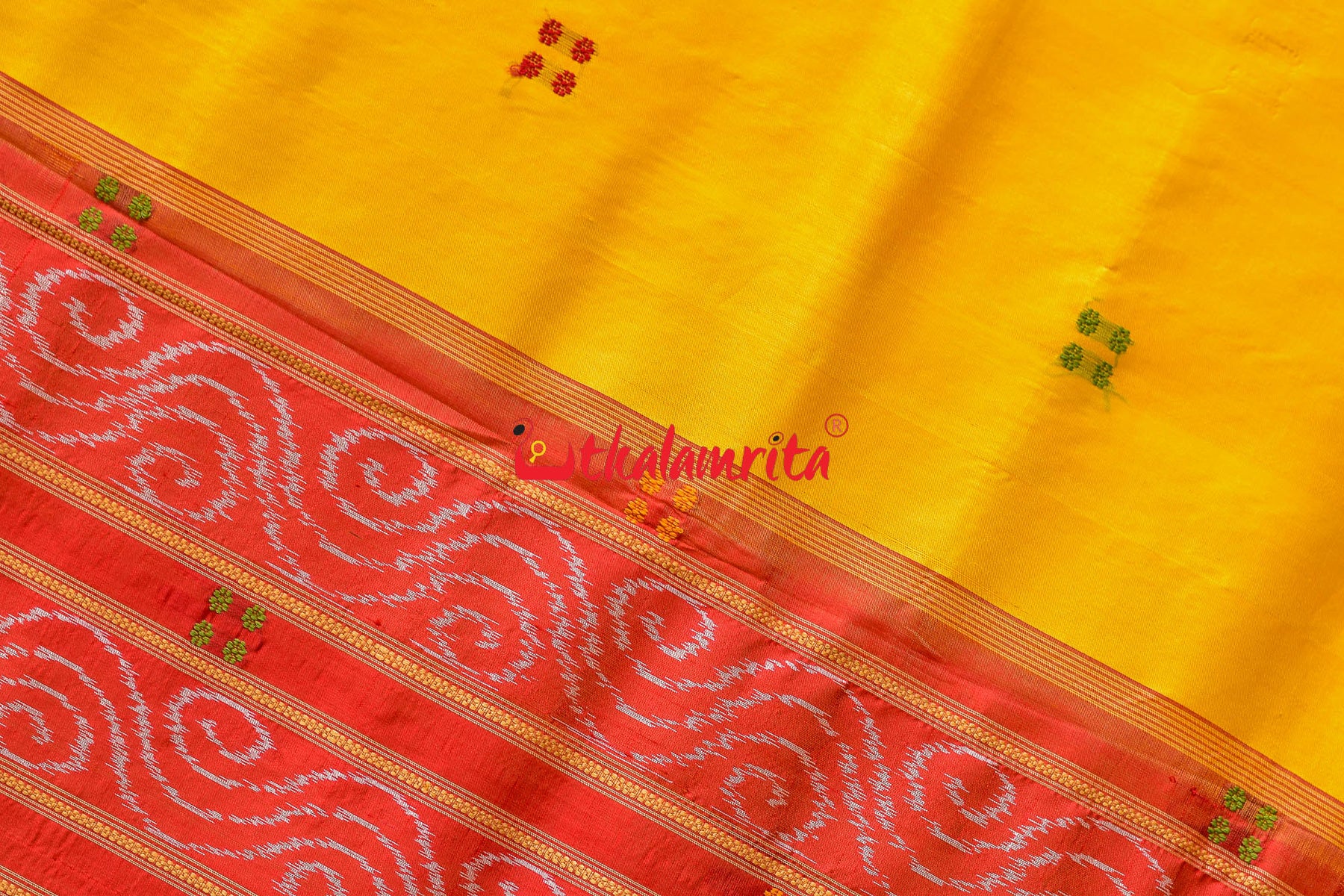 Lemon Yellow Kathifera Silk Saree