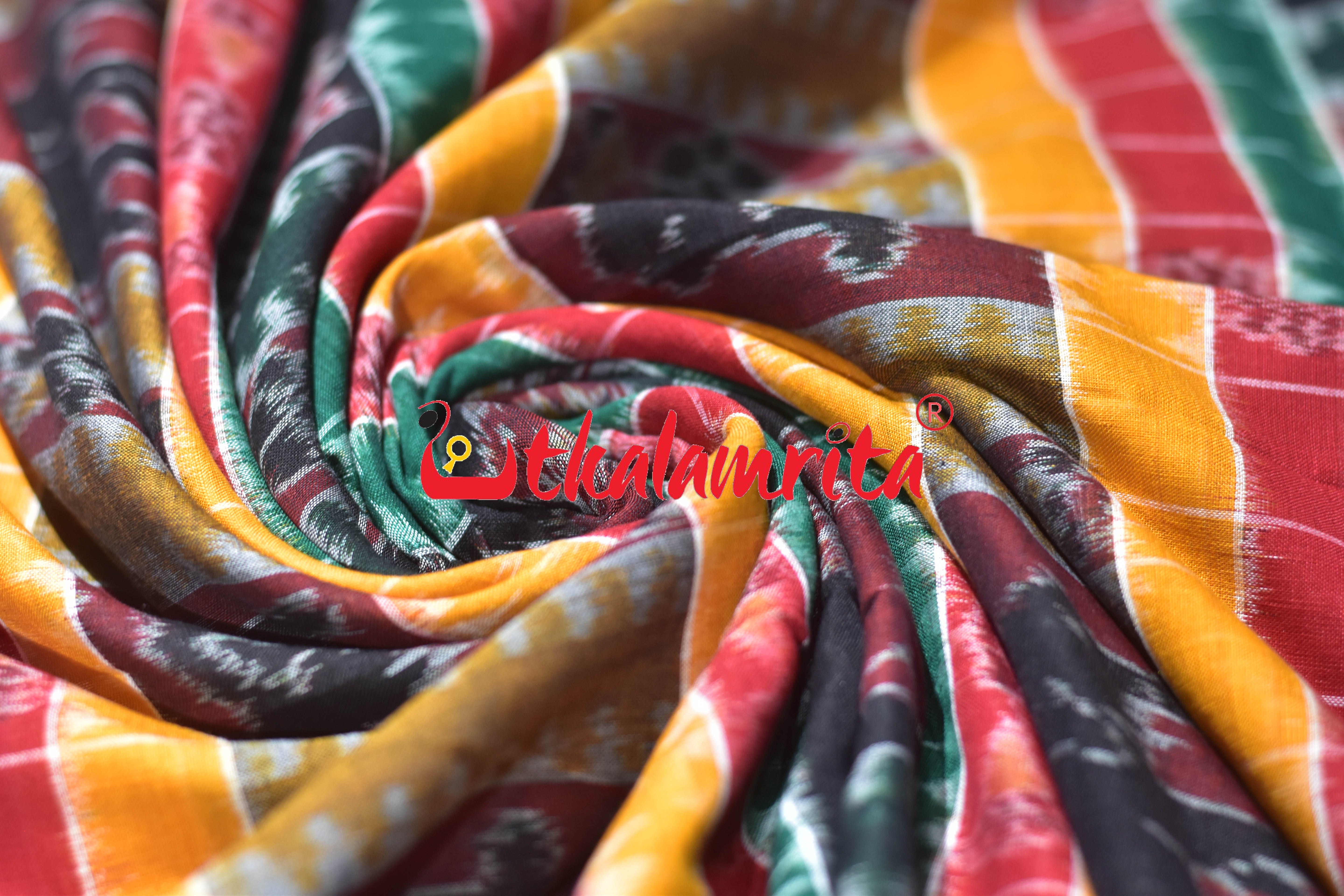 Green Red Gaja Singha Utkala Lakhmi (Fabric)