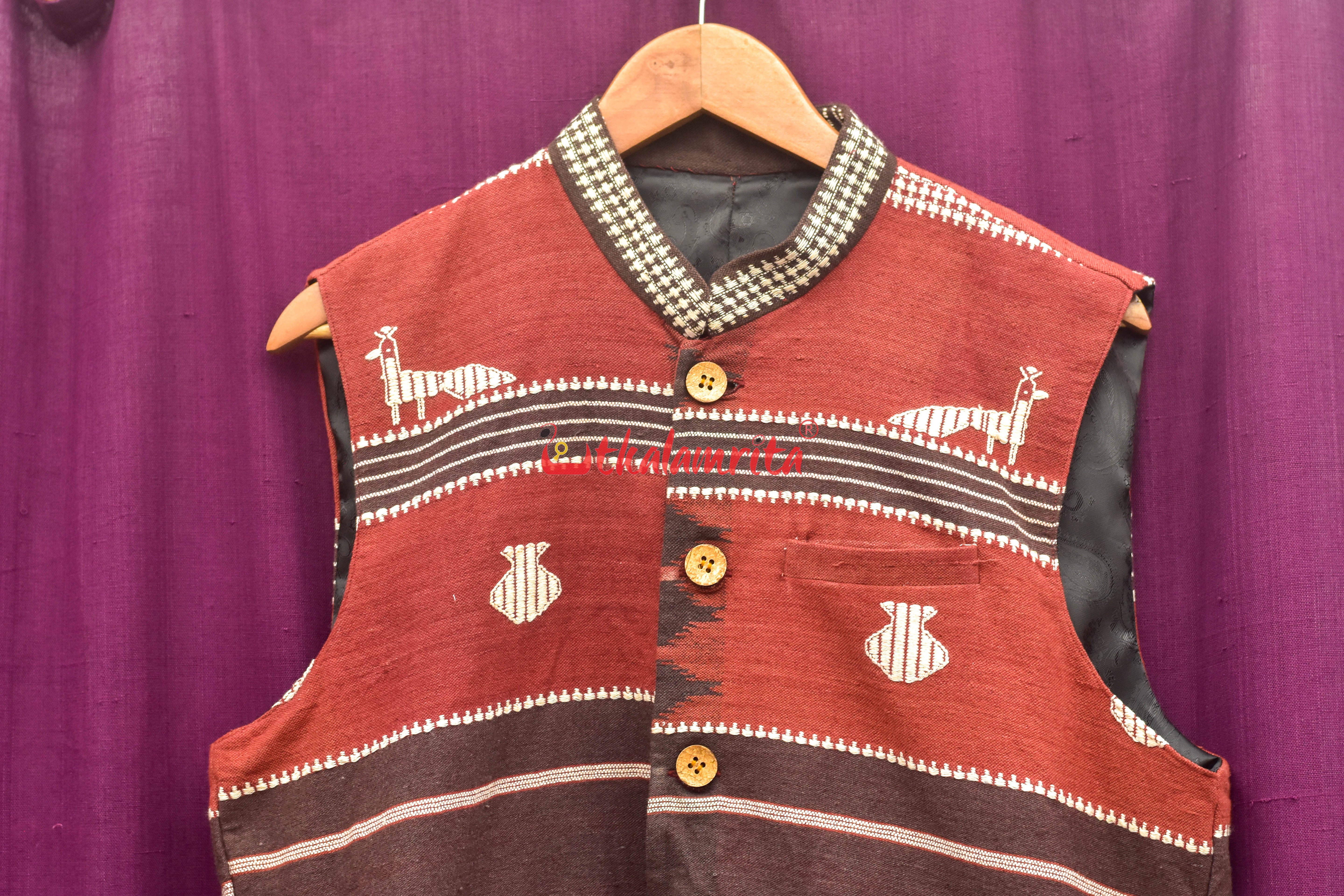 Maroon Coffee Adibasi Kotpad (Modi Jacket)
