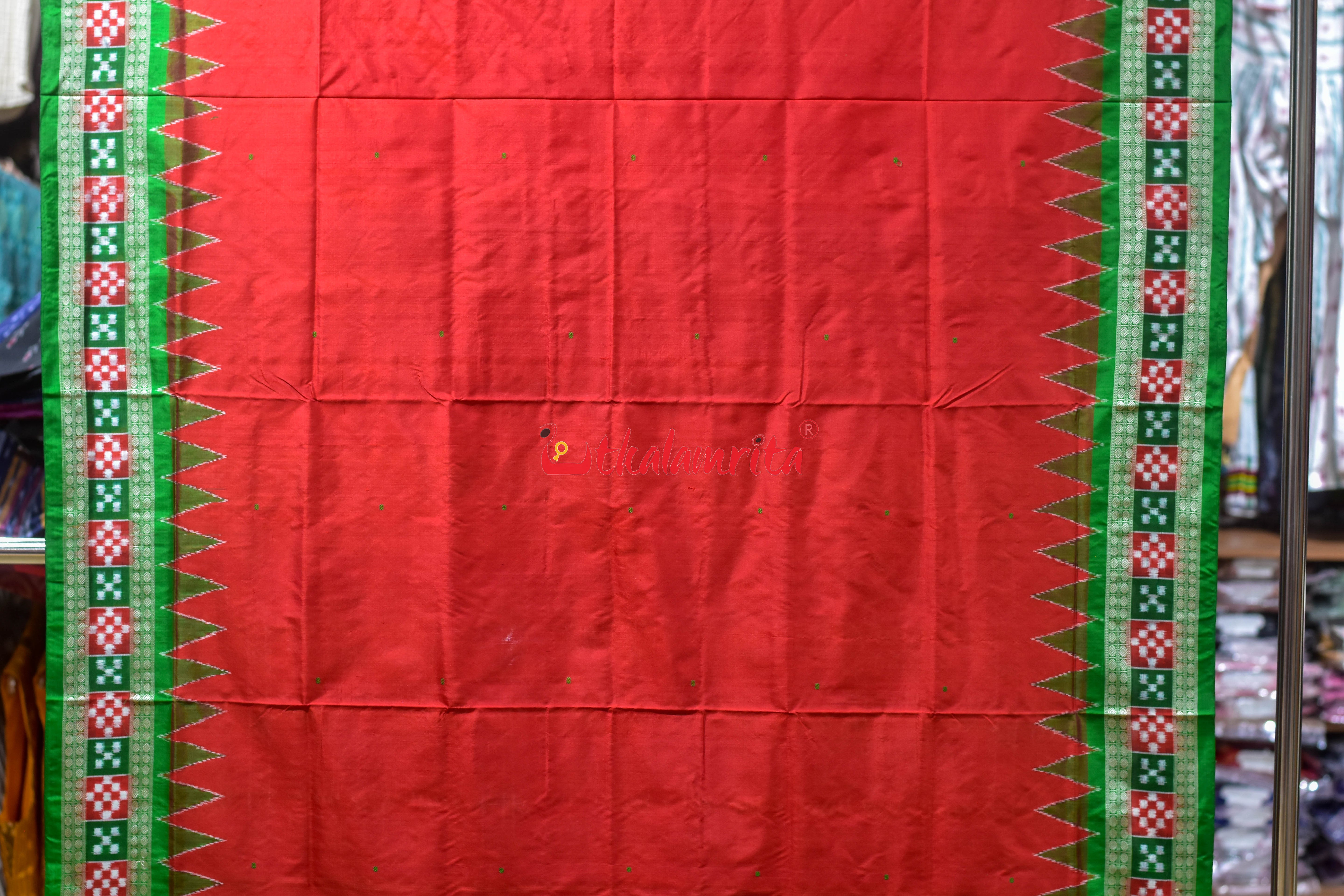 Red Border Pasapali Sambalpuri Silk Saree