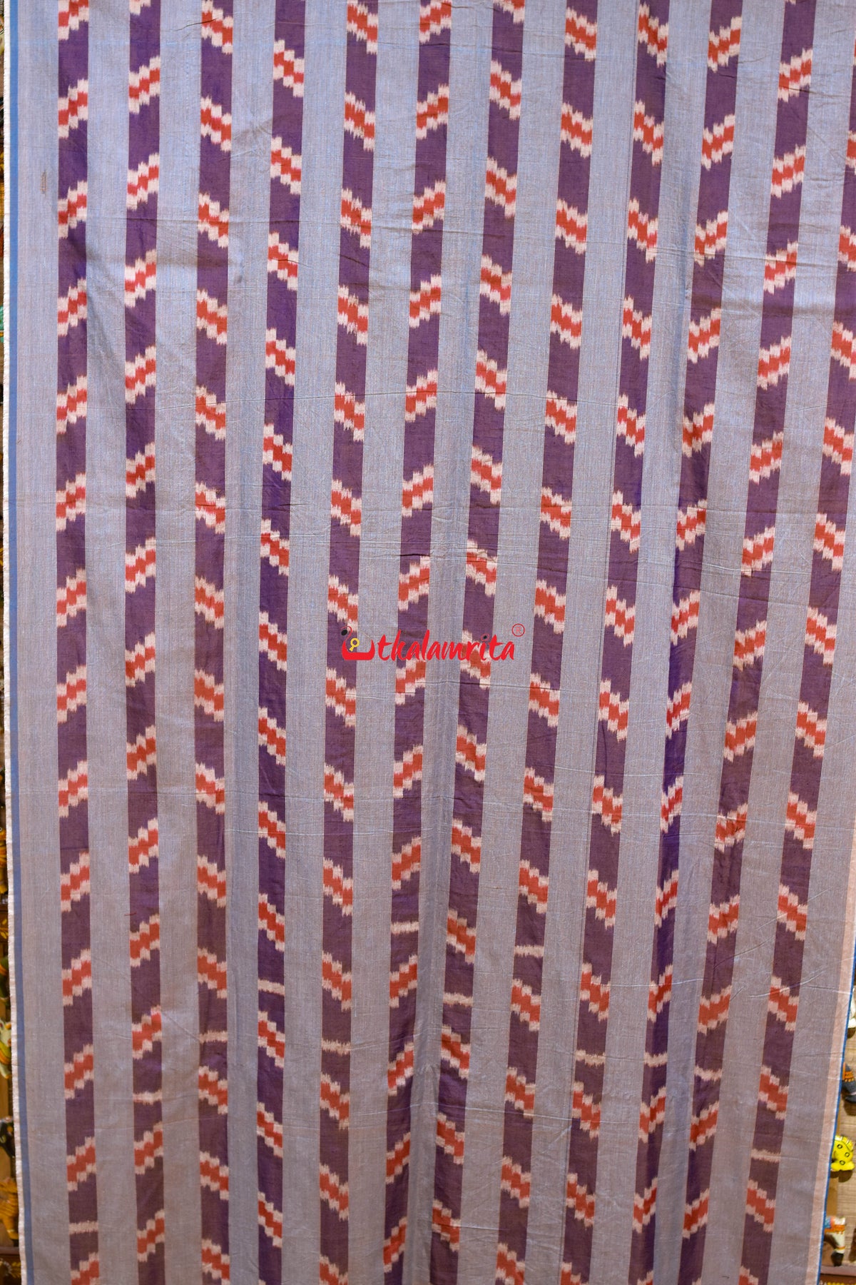 Dual Shade Purple Golden Grey Red Maa Anchal Designer Cotton Saree