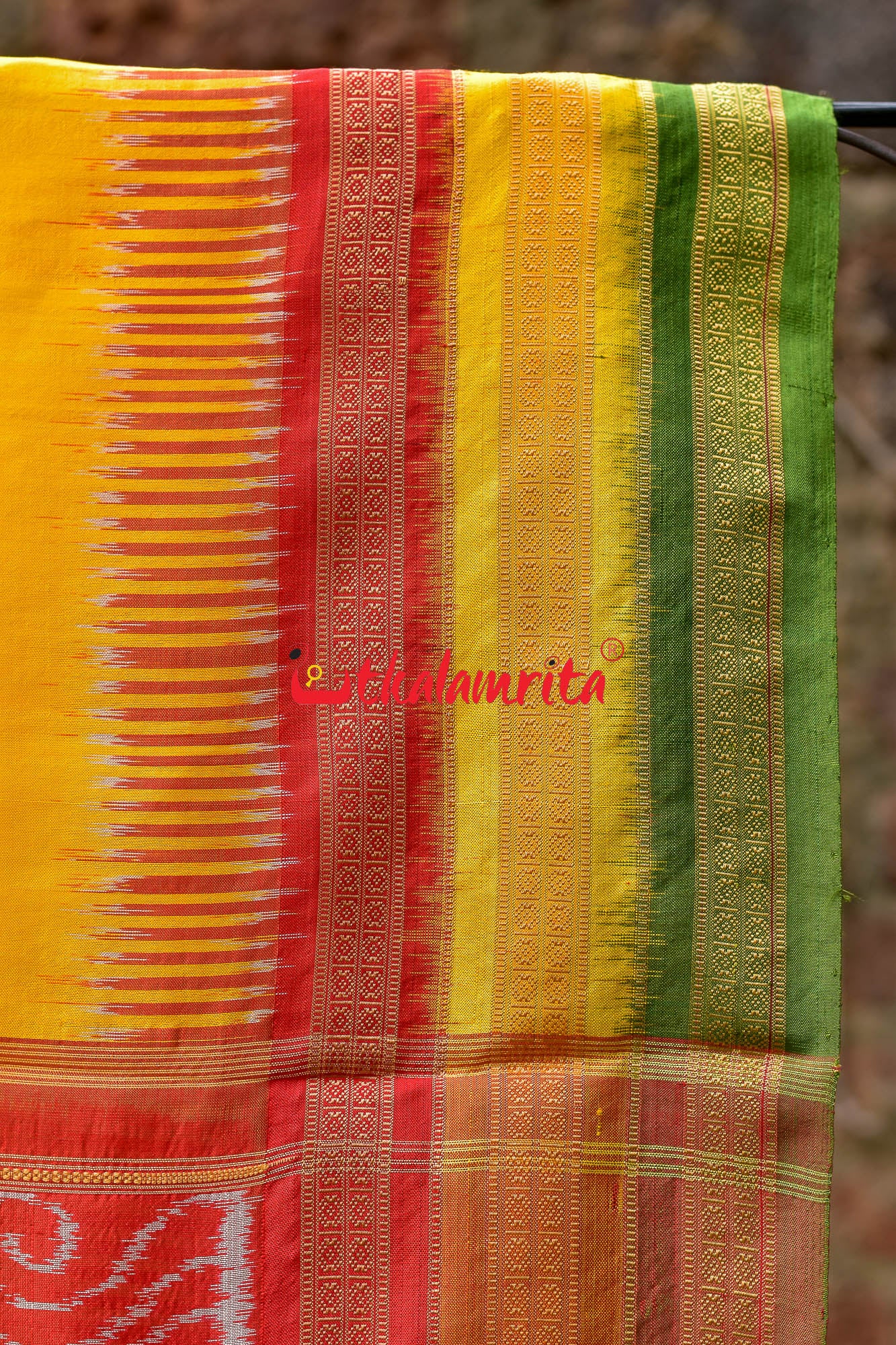 Lemon Yellow Kathifera Silk Saree