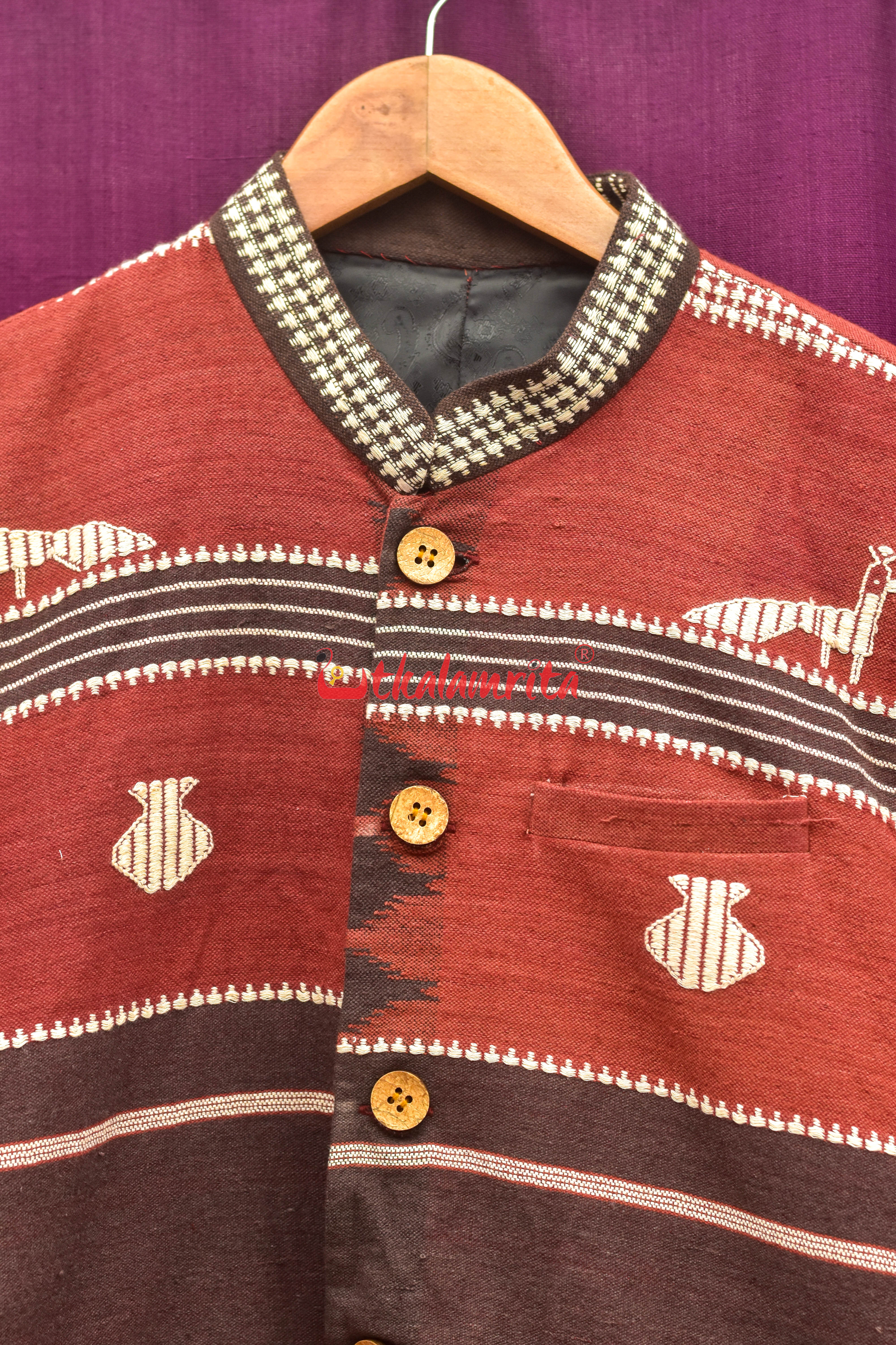 Maroon Coffee Adibasi Kotpad (Modi Jacket)