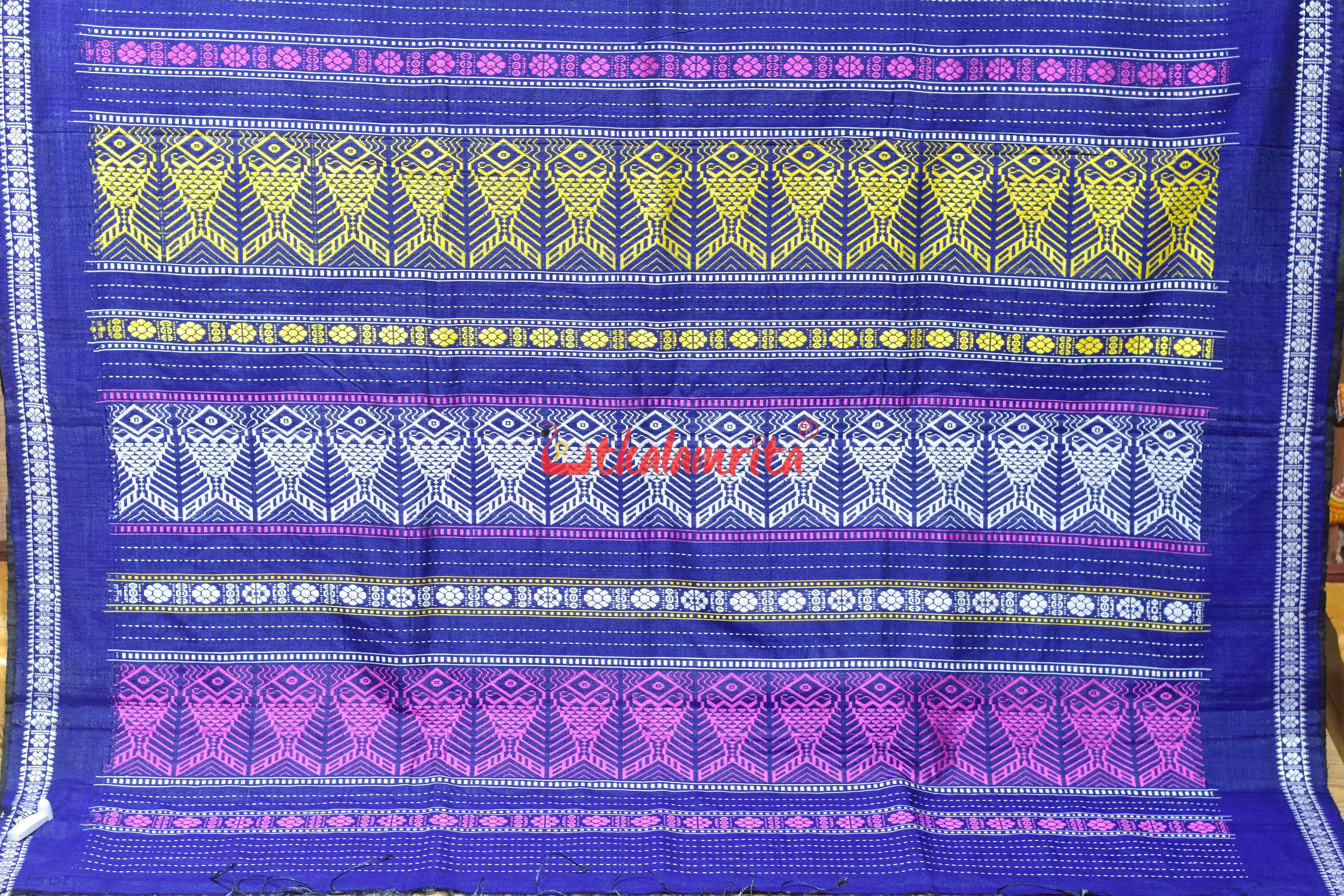 Natural Body with White Fish Jaala Pink Fish Tussar Saree