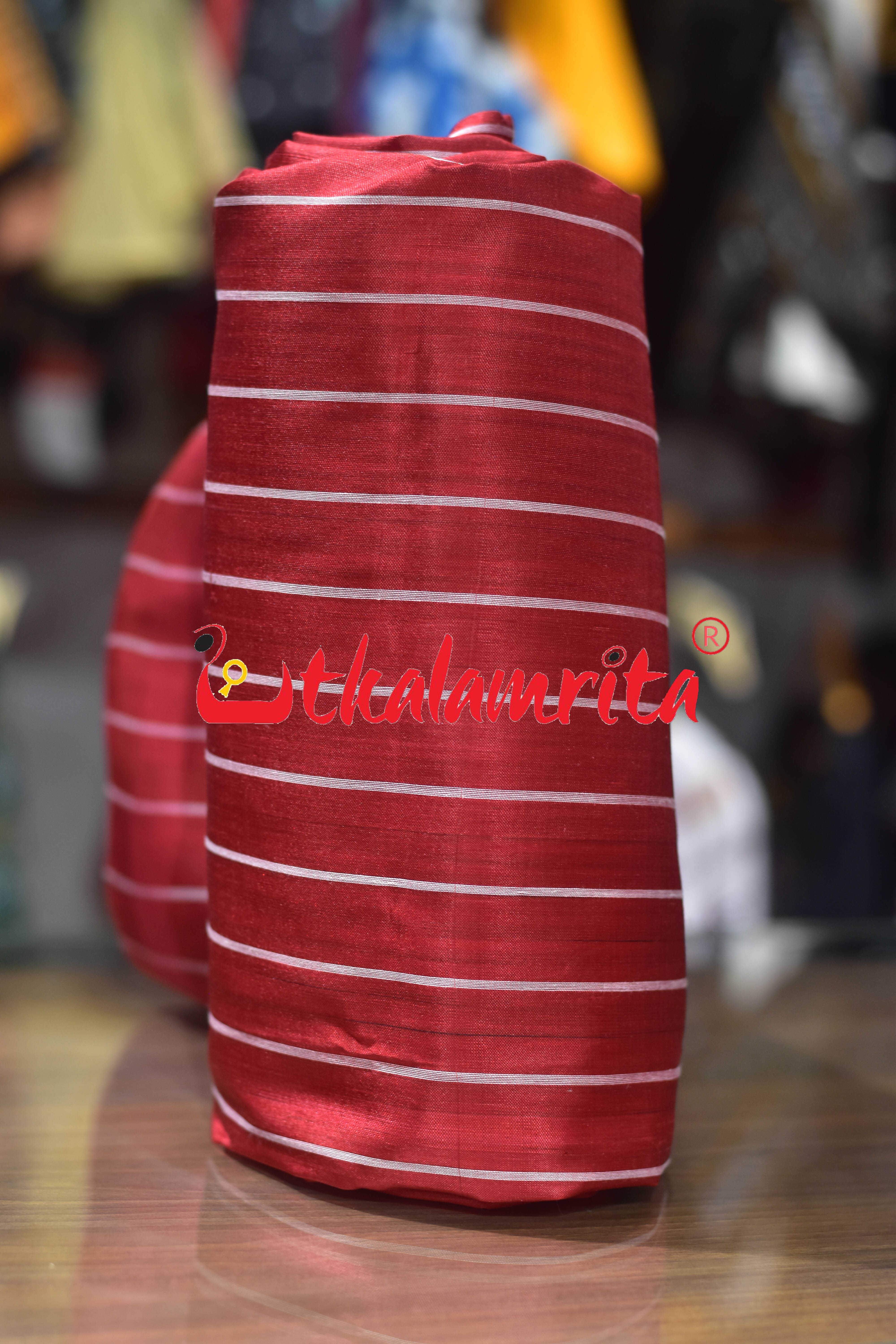 Red Vertical Lines Silk (Fabric)