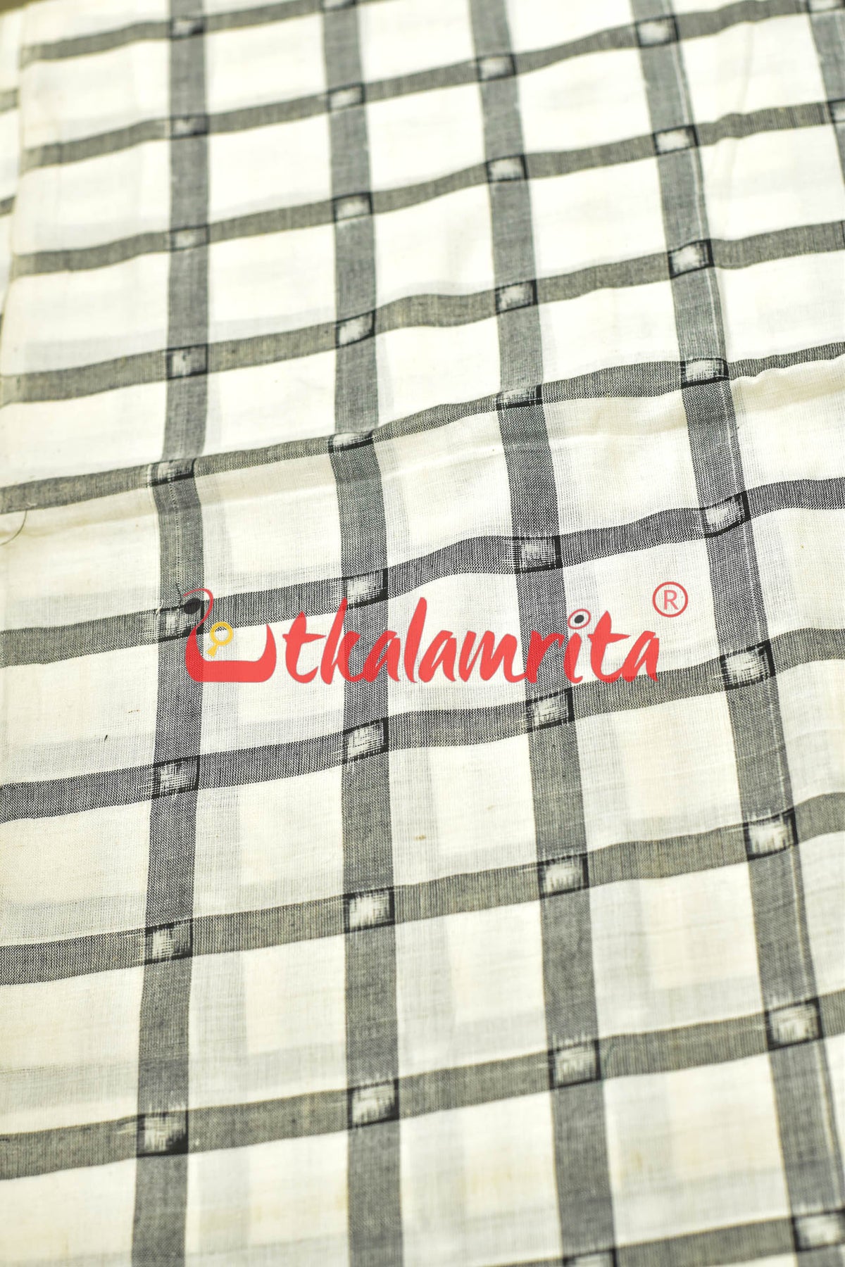 White Black Chequered Sambalpuri Cotton (Fabric)