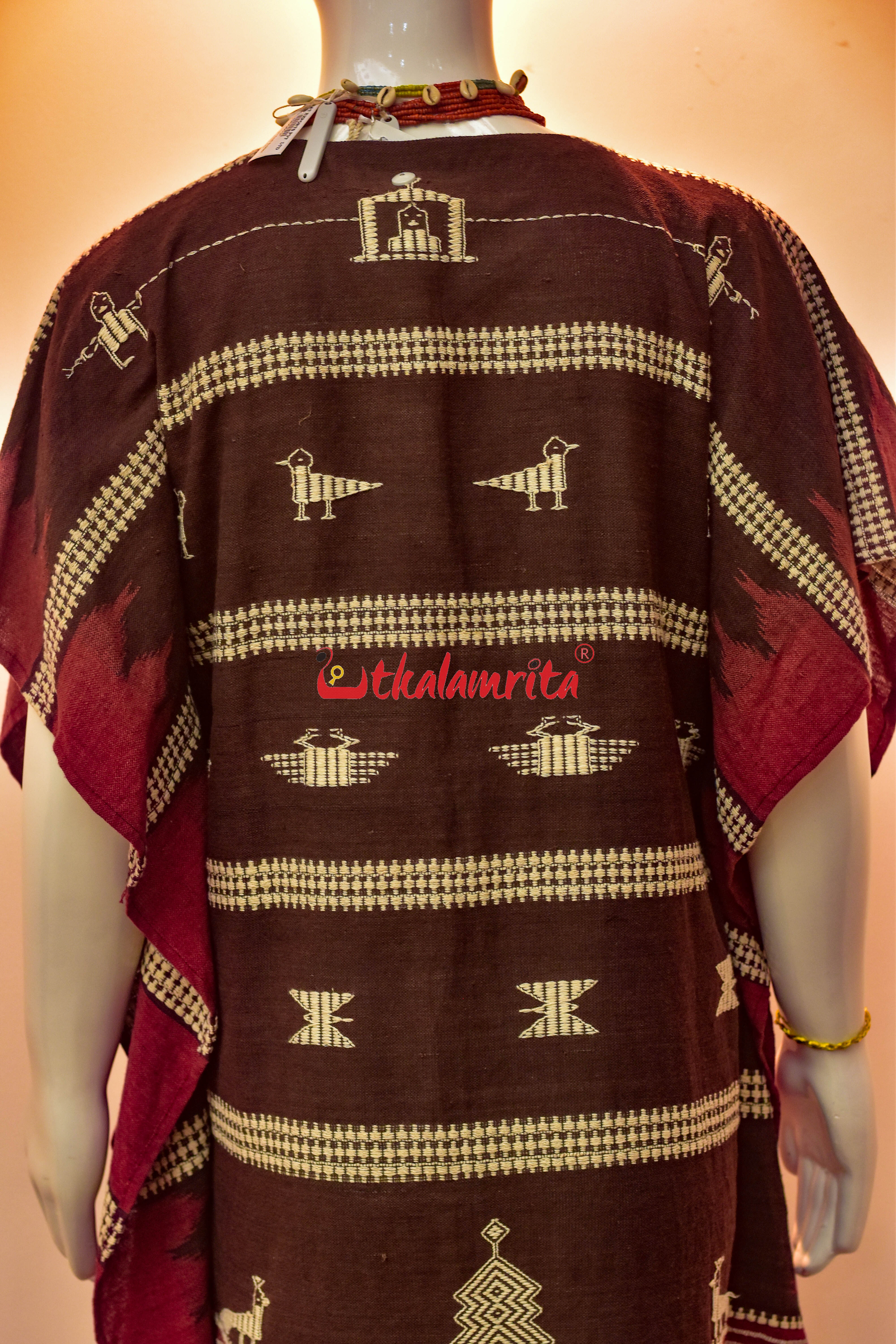 Coffee Maroon Adibasi Ganga Jamuna Kotpad (Ladies Kaftan)