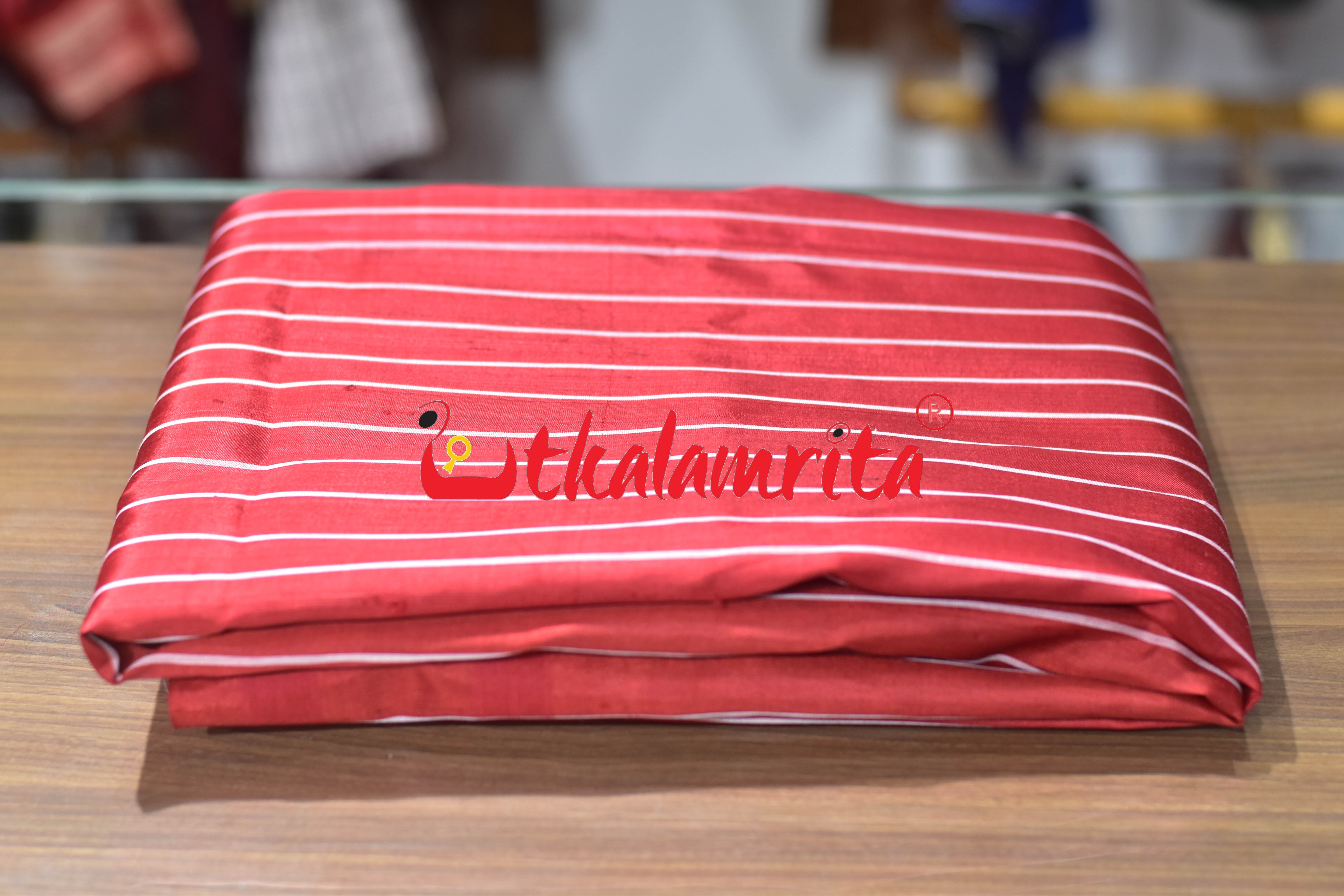 Red Vertical Lines Silk (Fabric)