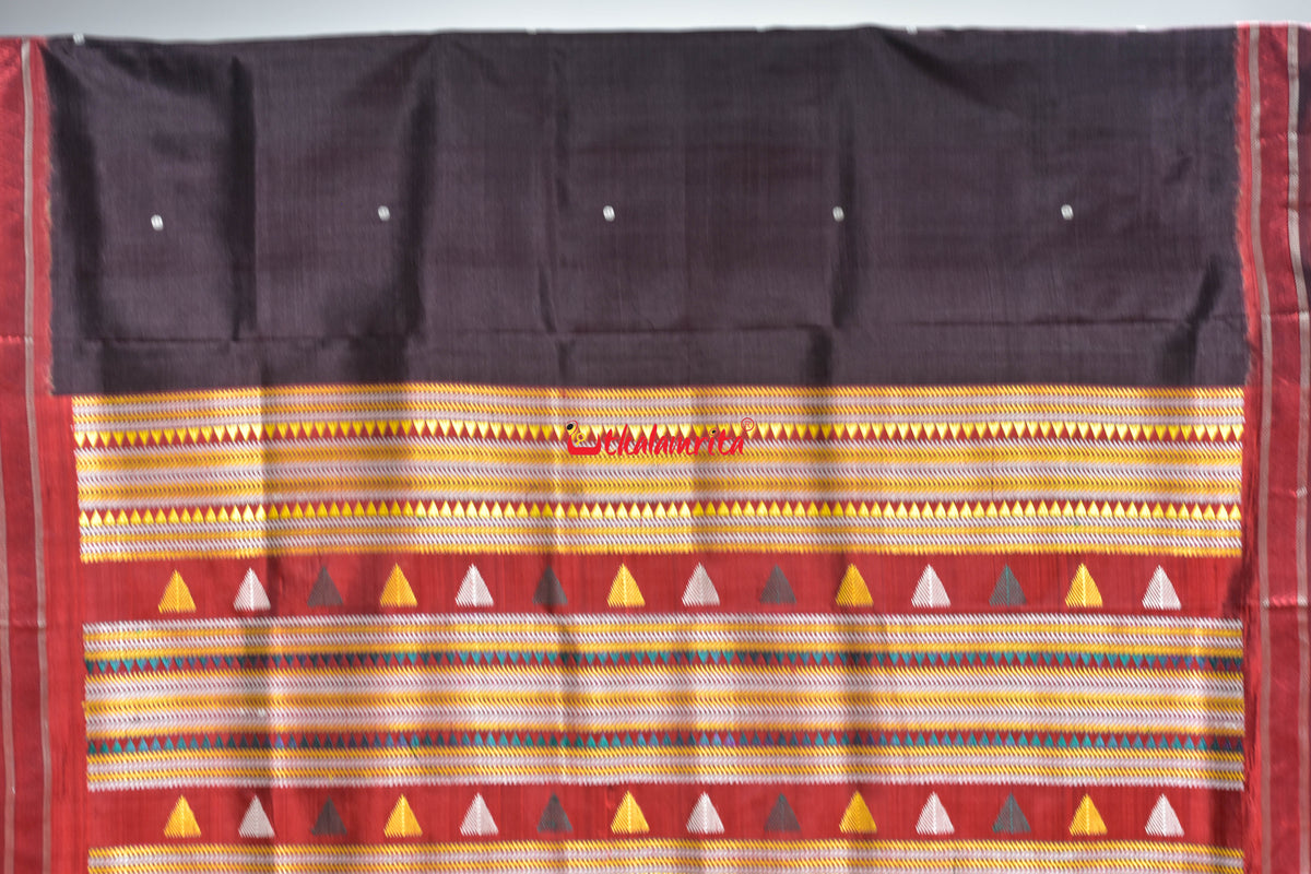 Coffee Red Phula Buti Dongria Silk Saree