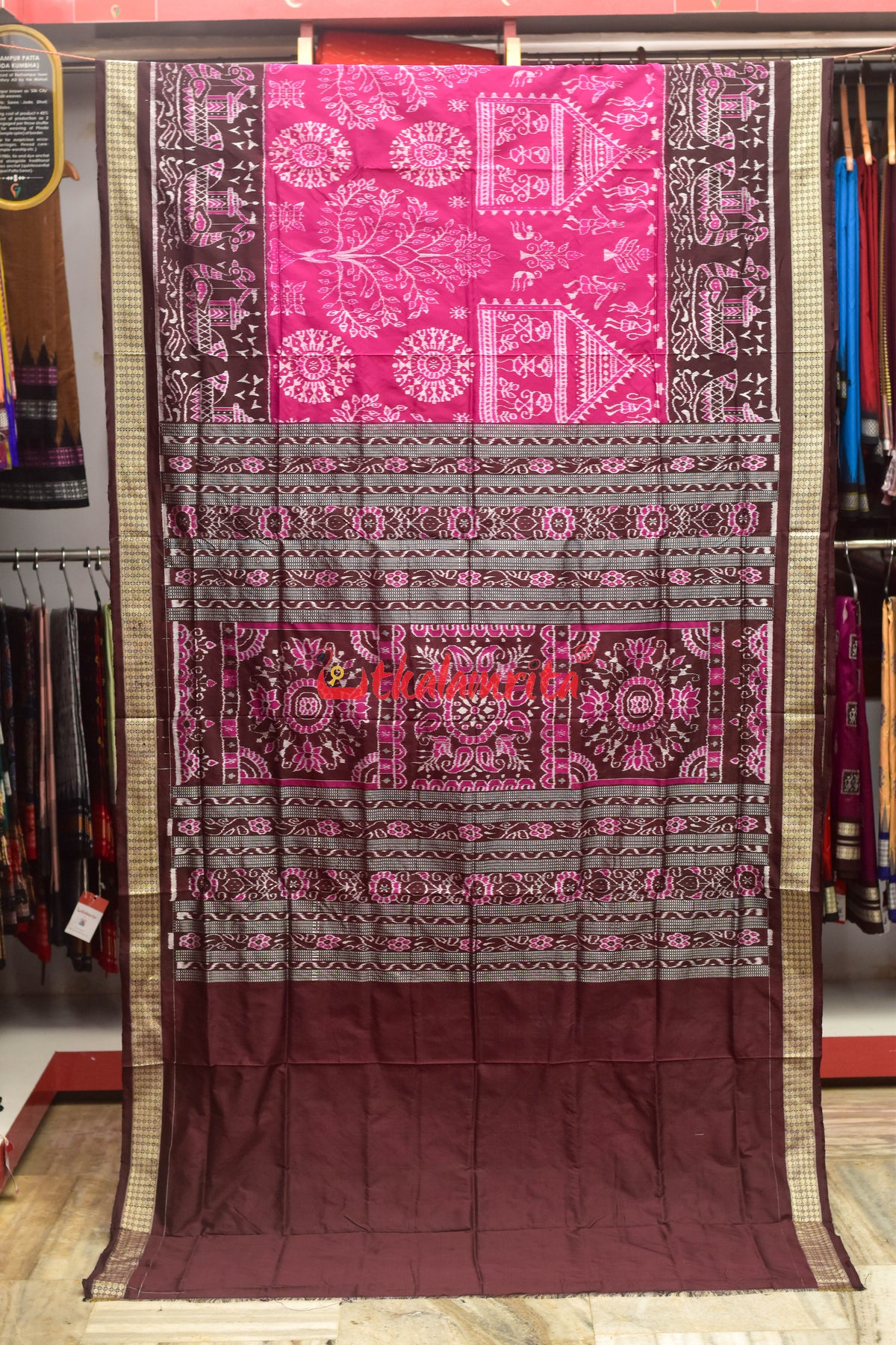 Rani Coffee Boita Tribal Sambalpuri Silk Saree
