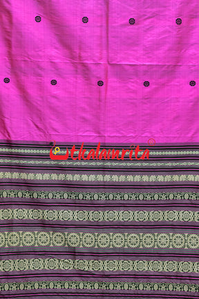 Pink Black Konark Chakra Border Silk Saree