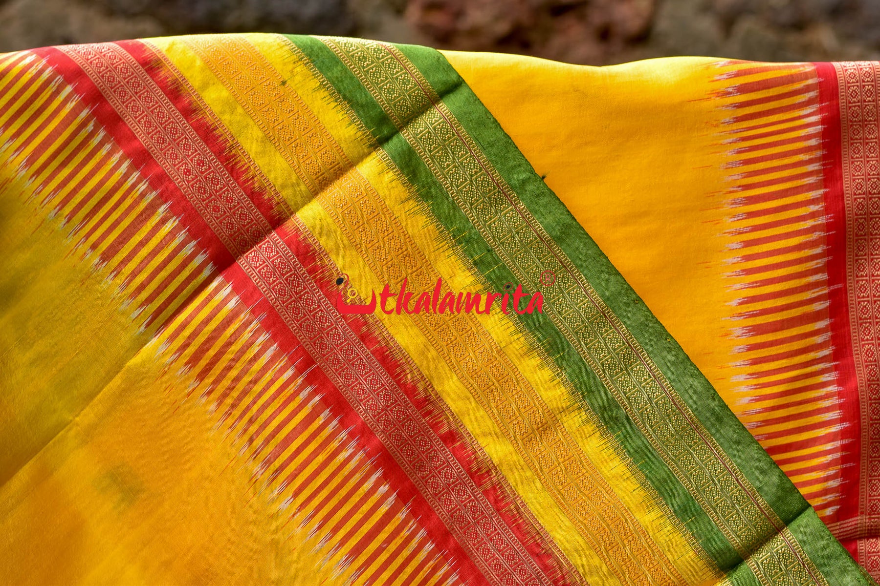 Lemon Yellow Kathifera Silk Saree