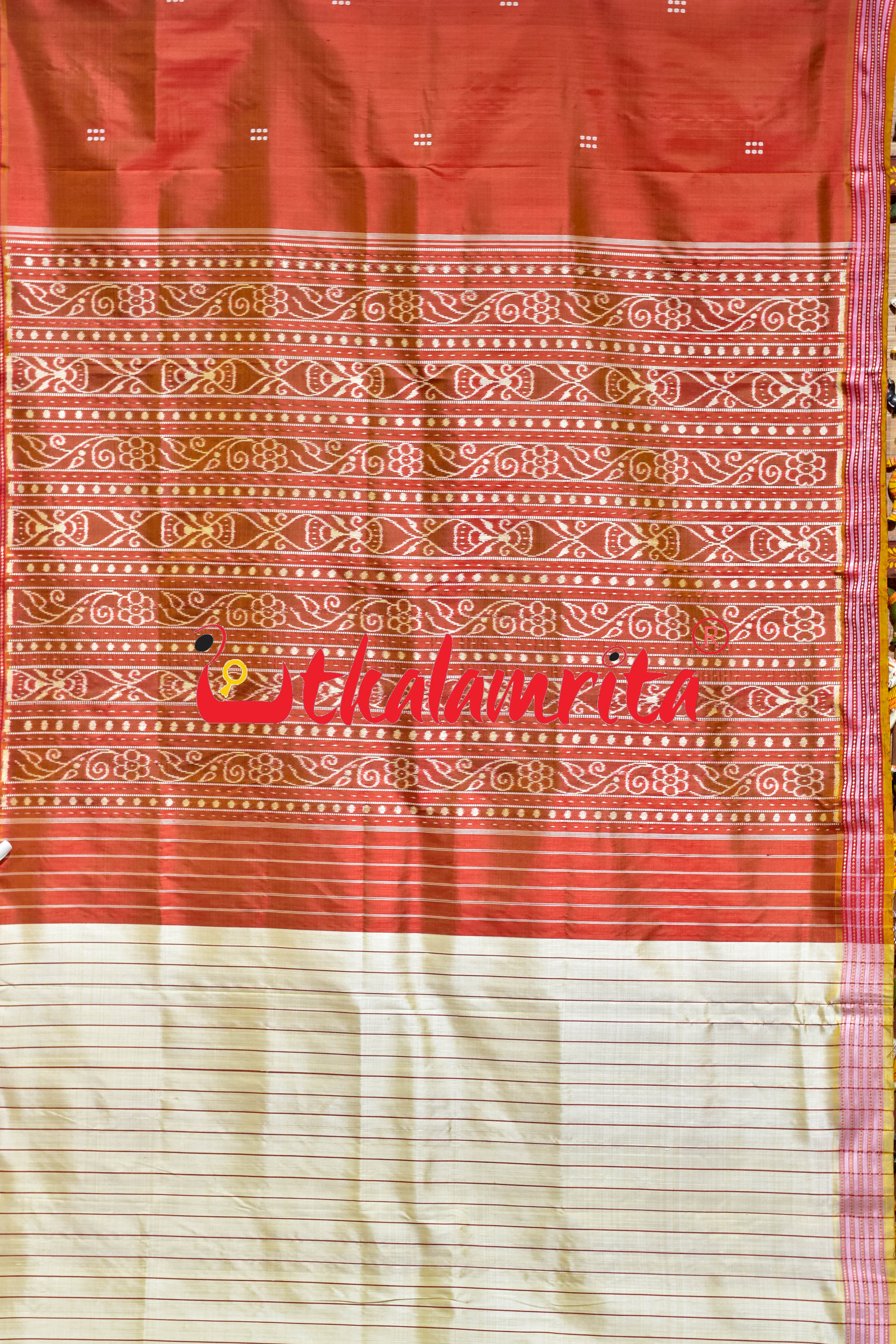 Rust Orange Khandua Silk Saree