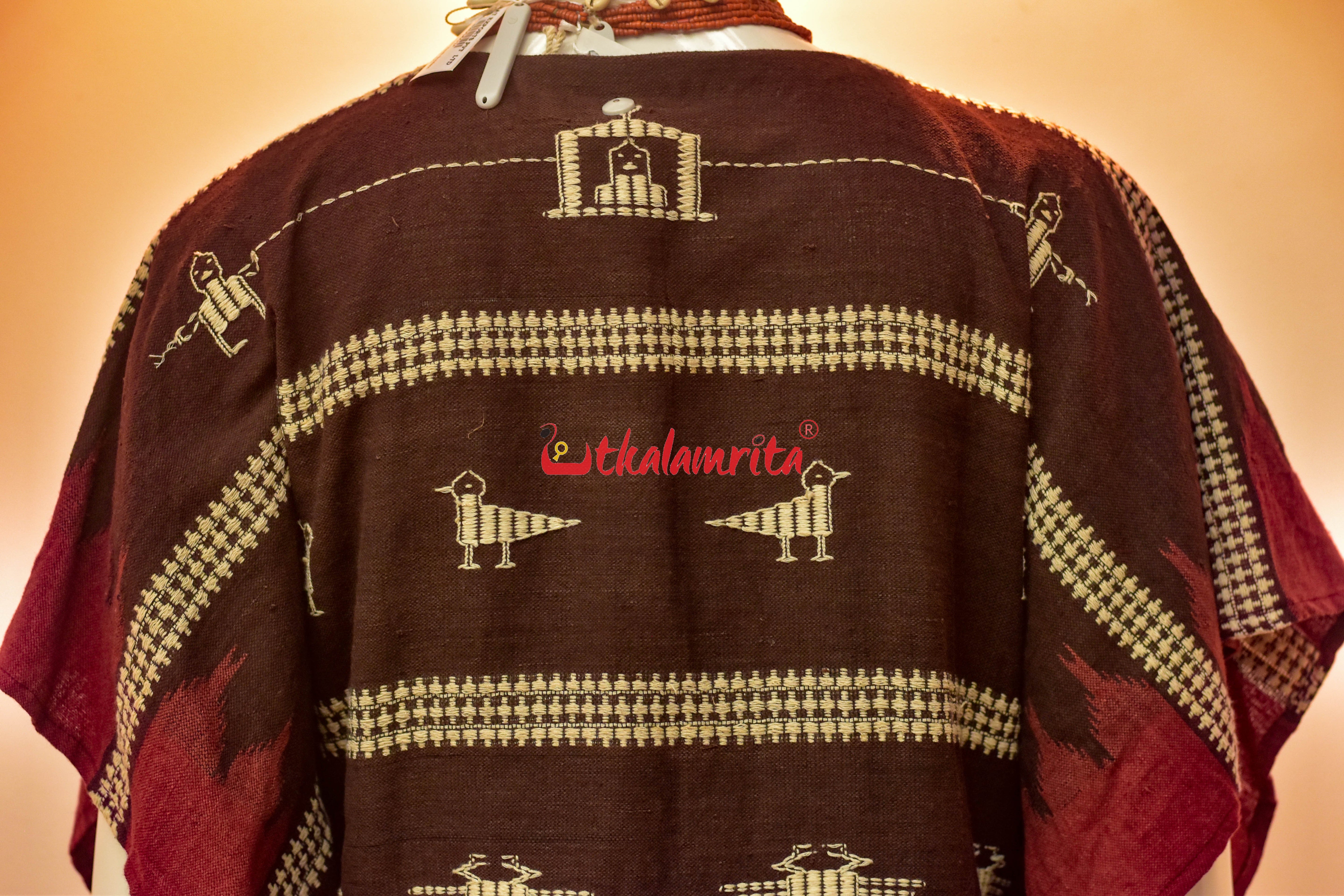 Coffee Maroon Adibasi Ganga Jamuna Kotpad (Ladies Kaftan)
