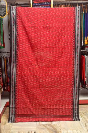 Red Black Kaniara Kadha Cotton Saree