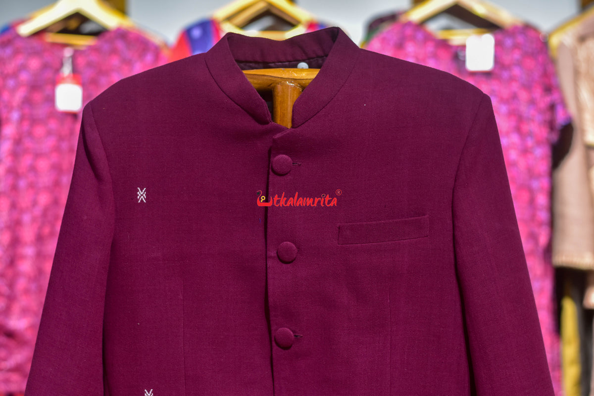 Maroon with white Buti (Men's Jodhpuri Coat)