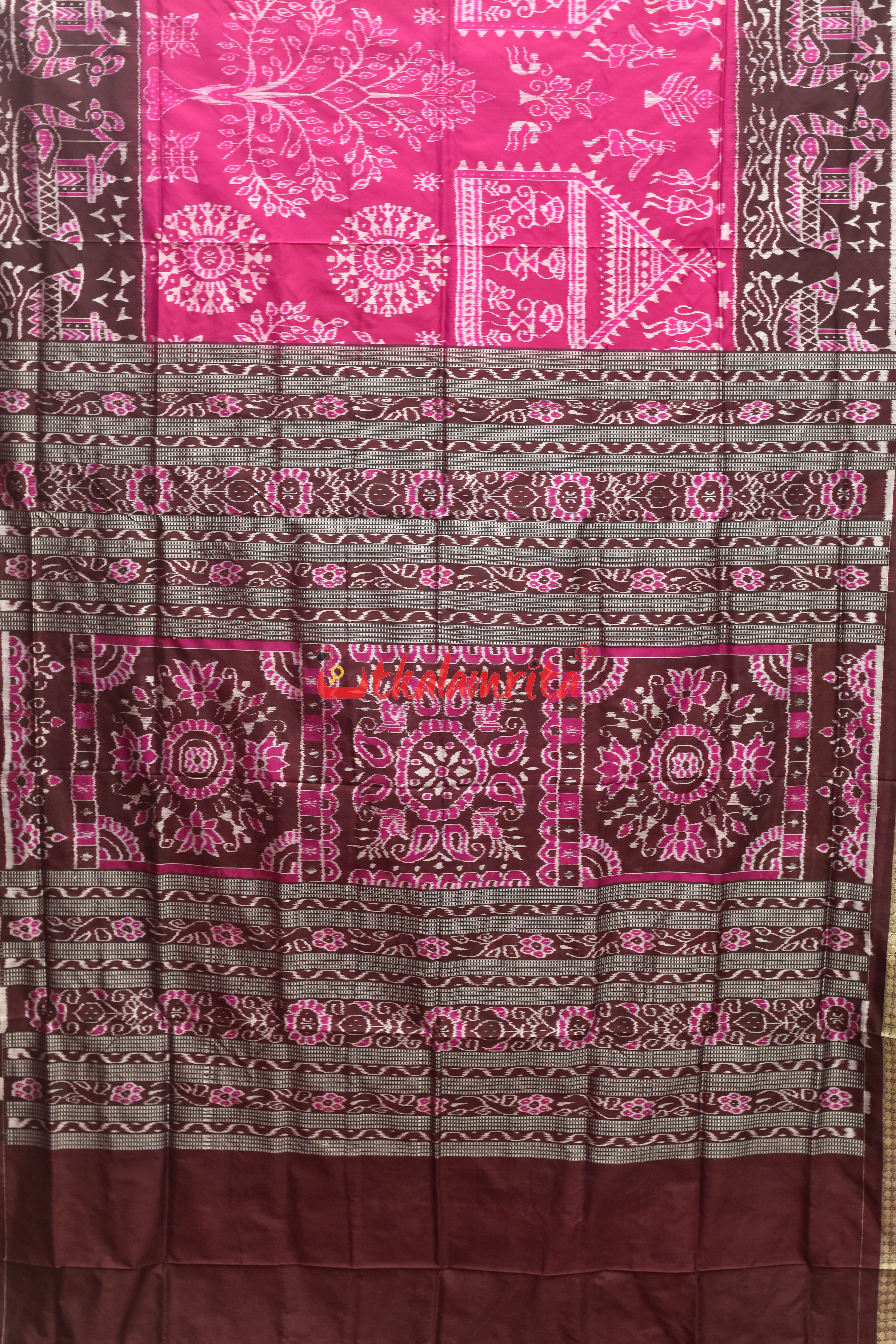 Rani Coffee Boita Tribal Sambalpuri Silk Saree