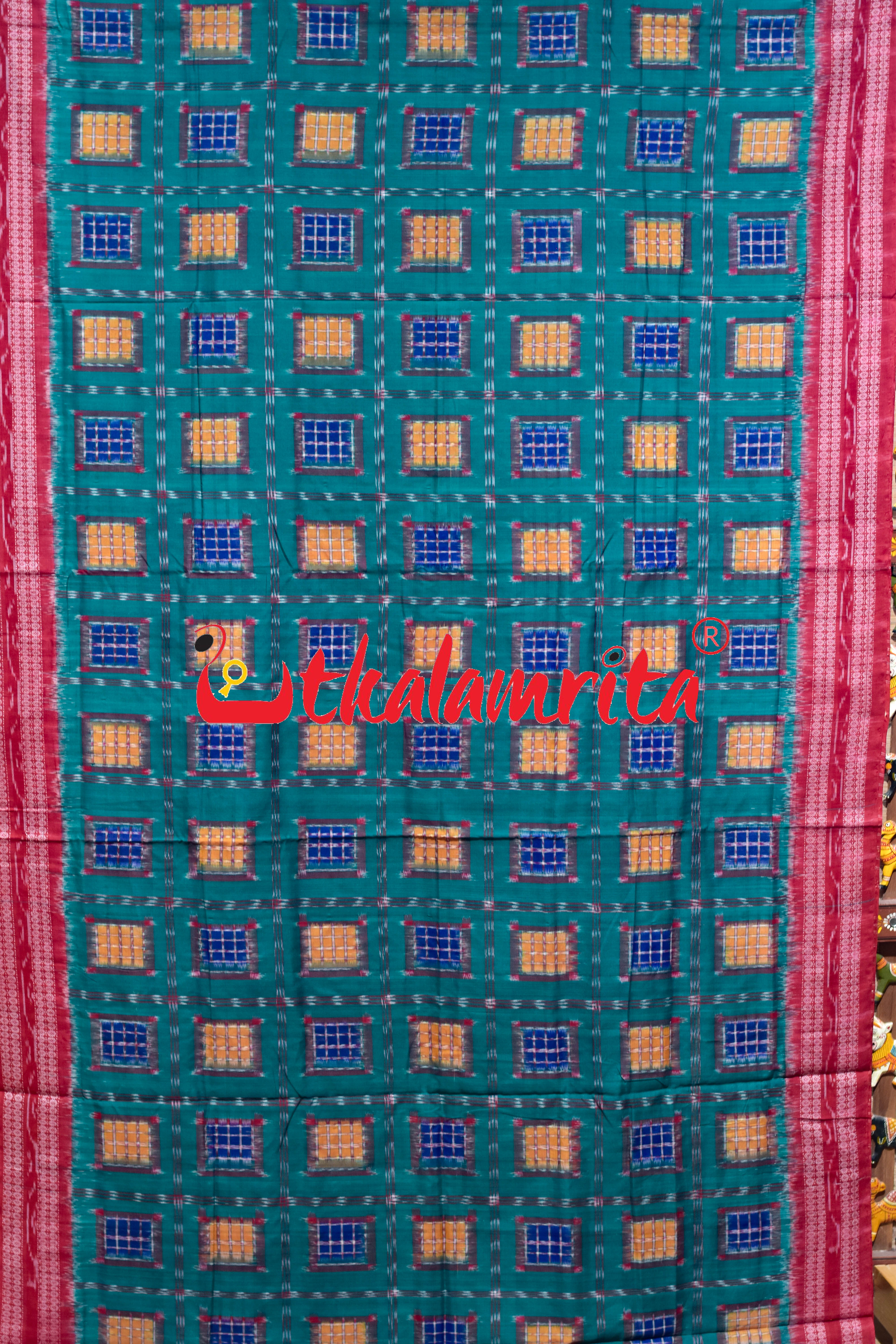 Green Red Aswini Sambalpuri Cotton Saree