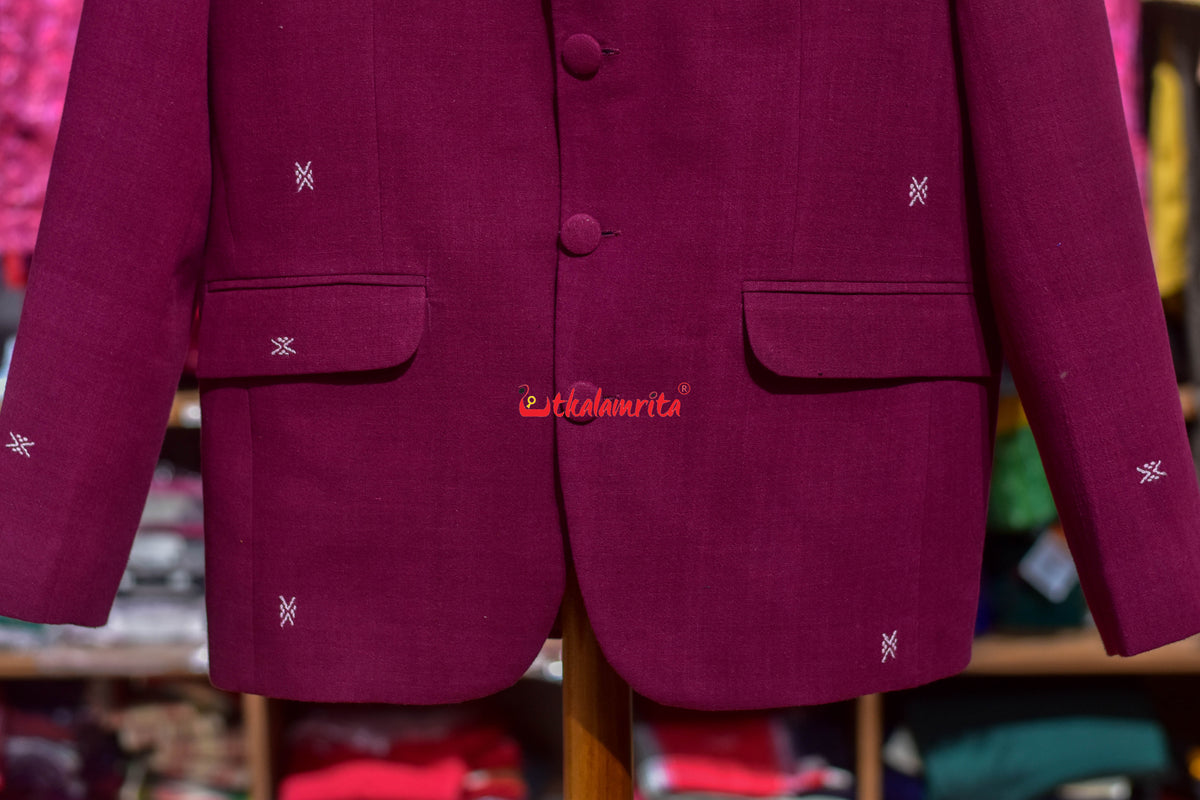 Maroon with white Buti (Men's Jodhpuri Coat)