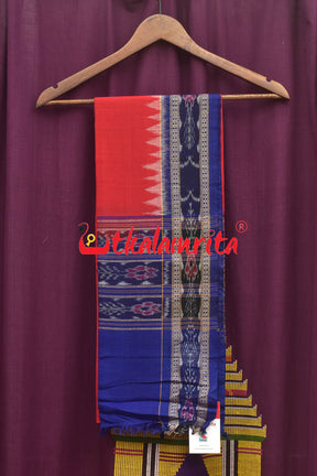 Blue Red Hearts Sambalpuri Cotton Dress Set