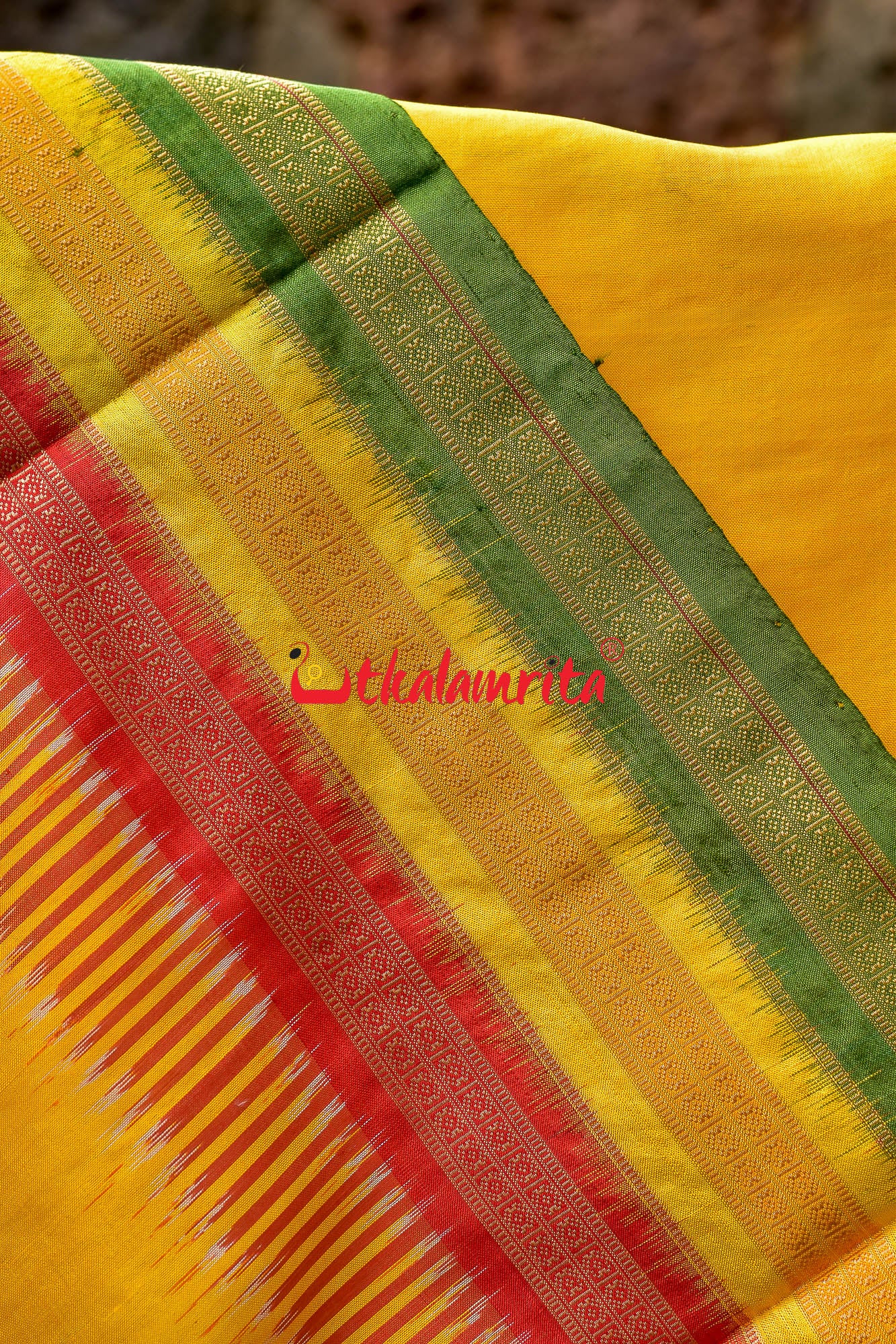 Lemon Yellow Kathifera Silk Saree