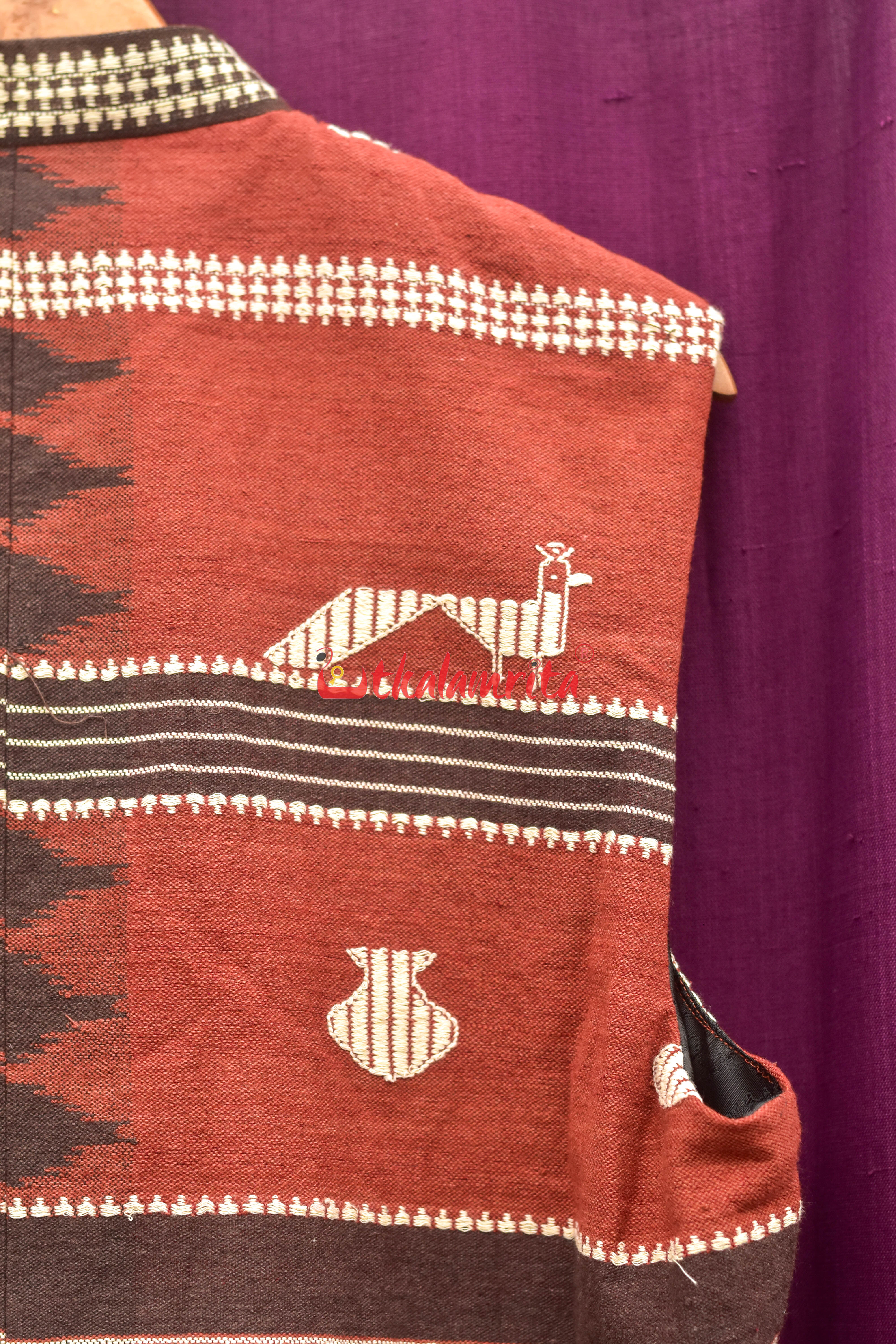 Maroon Coffee Adibasi Kotpad (Modi Jacket)