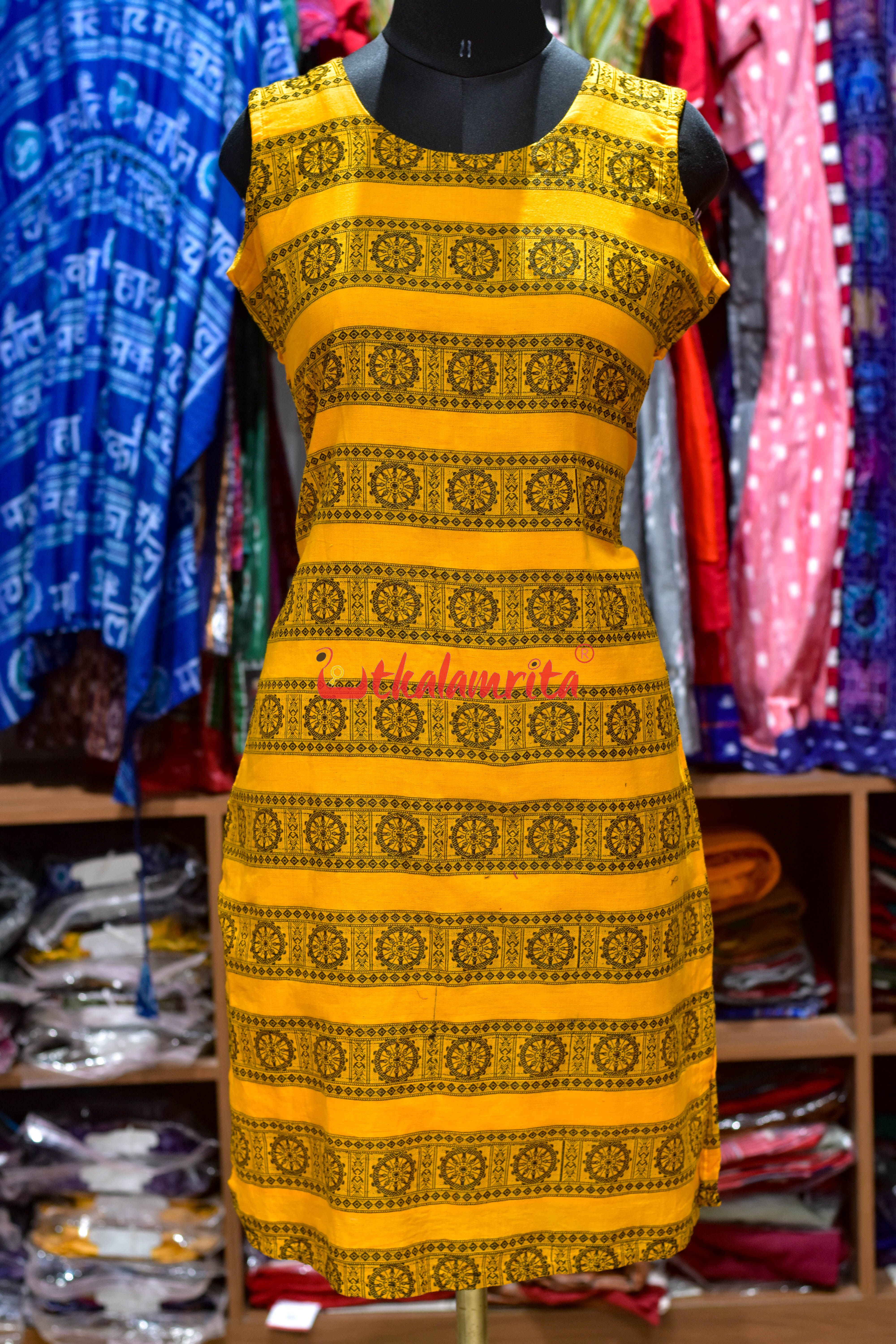 Yellow Konark Chakra Sleeveless(Ladies Kurta)