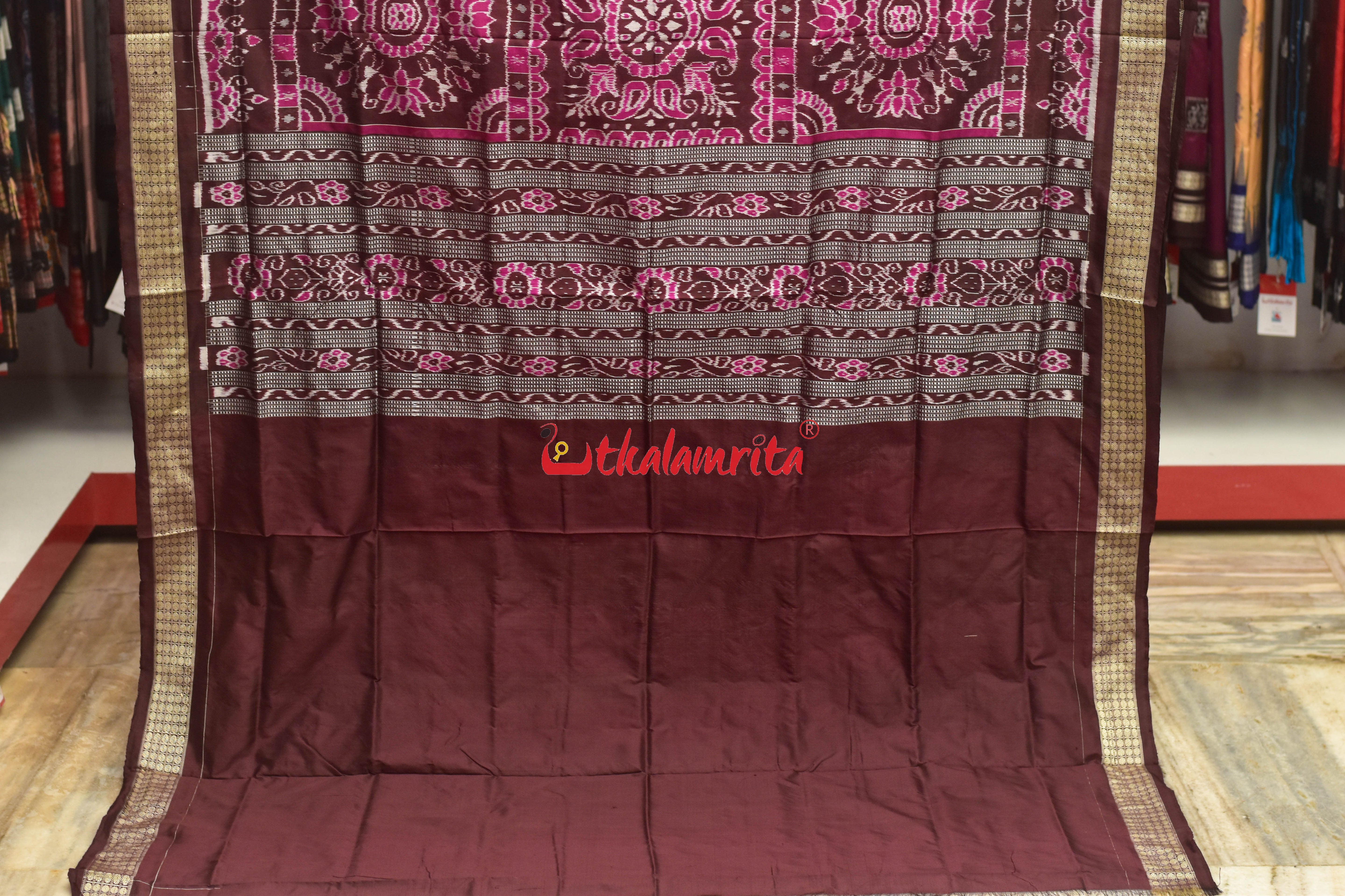 Rani Coffee Boita Tribal Sambalpuri Silk Saree