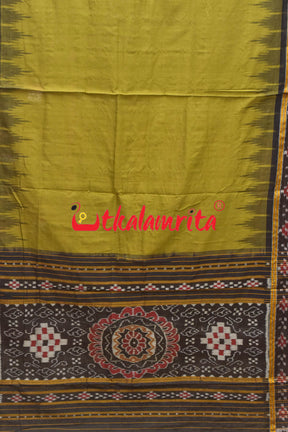 Light Olive Pasapali Border Khandua Cotton Saree