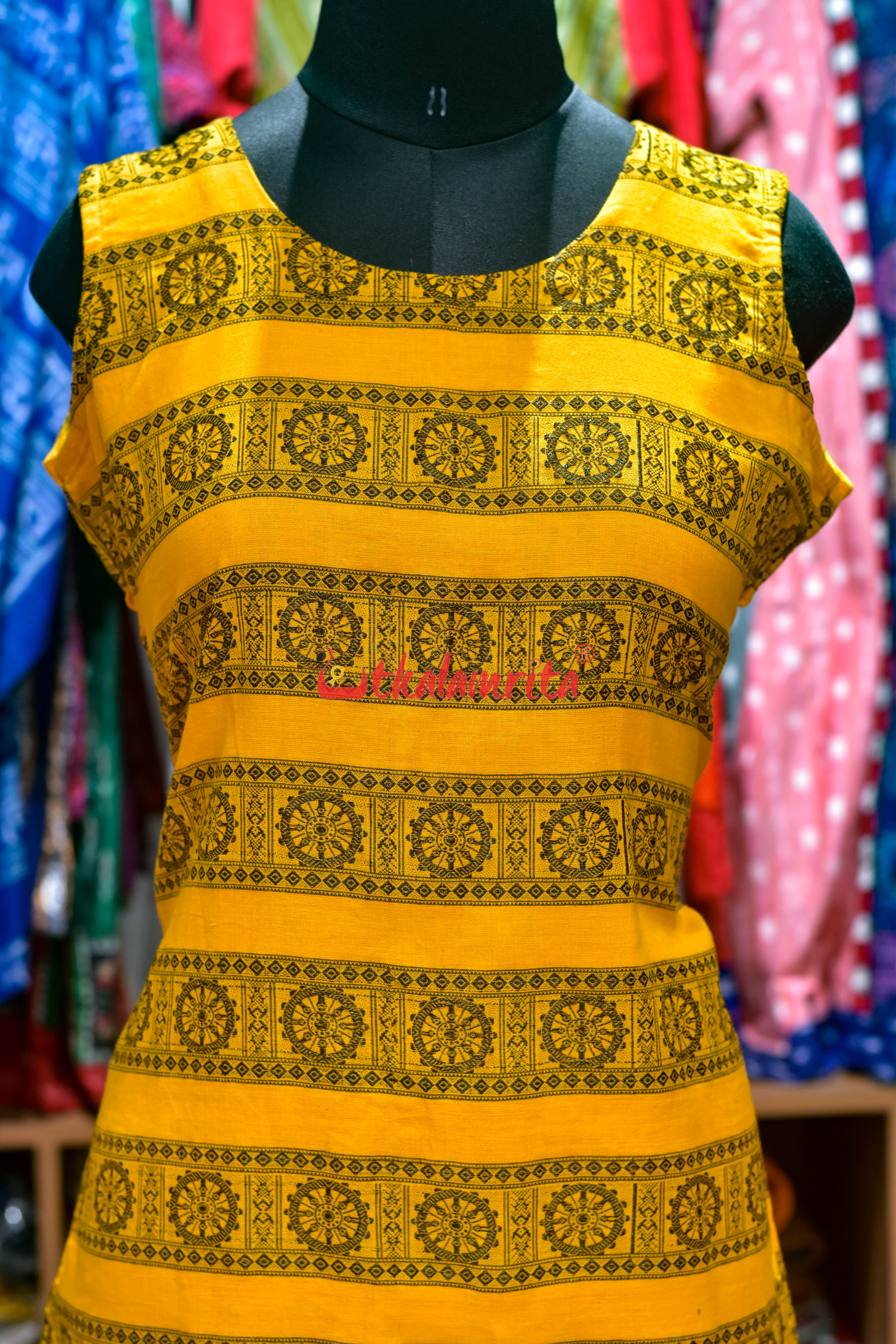 Yellow Konark Chakra Sleeveless(Ladies Kurta)